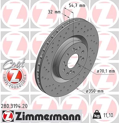 Zimmermann 1x Bremsscheibe [Hersteller-Nr. 280.3194.20] für Honda
