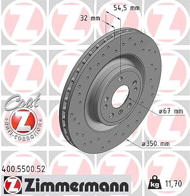Zimmermann 1x Bremsscheibe [Hersteller-Nr. 400.5500.52] für Mercedes-Benz