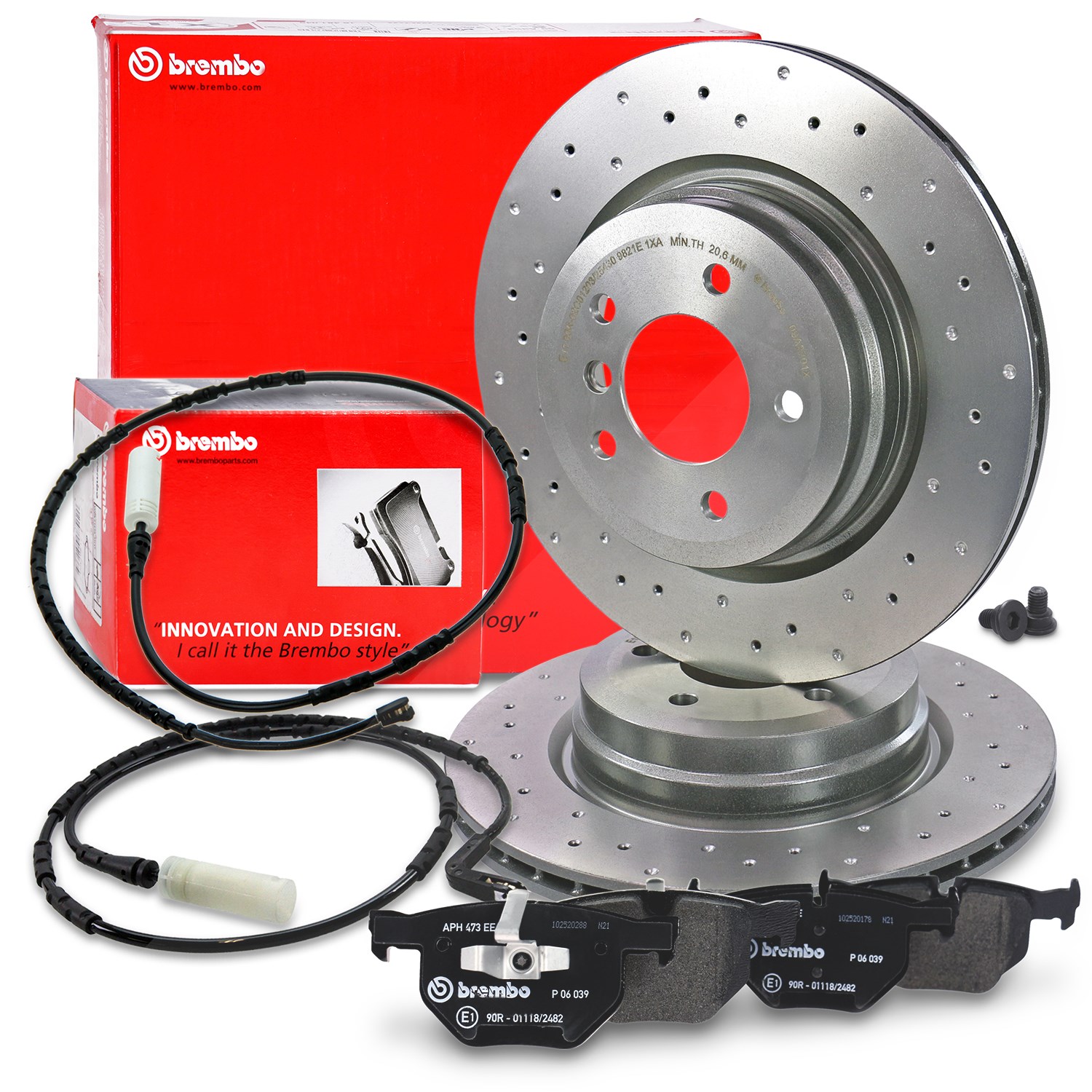 Brembo Bremsscheiben +Bremsbeläge +Warnkontakt hinten [Hersteller-Nr. 40440094] für BMW