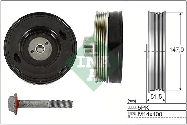 Schaeffler Ina Riemenscheibensatz, Kurbelwelle [Hersteller-Nr. 544050920] für Vauxhall, Opel
