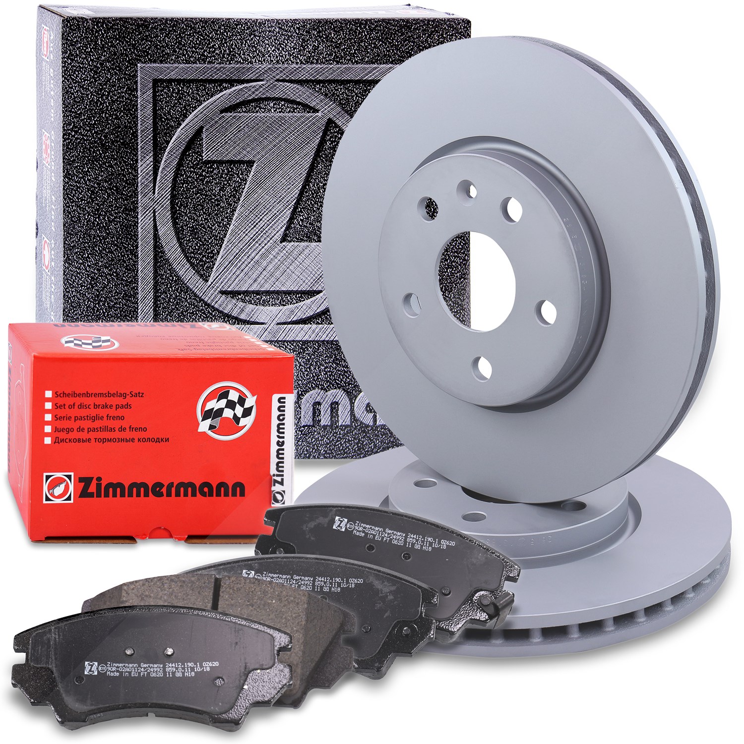 Zimmermann Bremsscheiben + Bremsbeläge Vorderachse [Hersteller-Nr. 10697751] für Chevrolet, Vauxhall, Saab, Opel