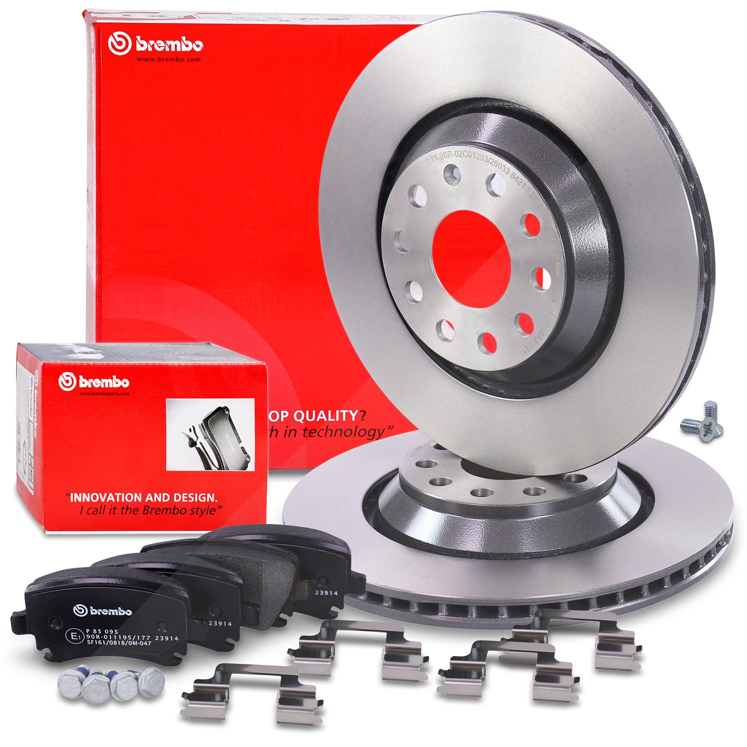 Brembo Bremsscheiben +Bremsbeläge hinten [Hersteller-Nr. 40436708] für Audi, Seat, VW, Skoda
