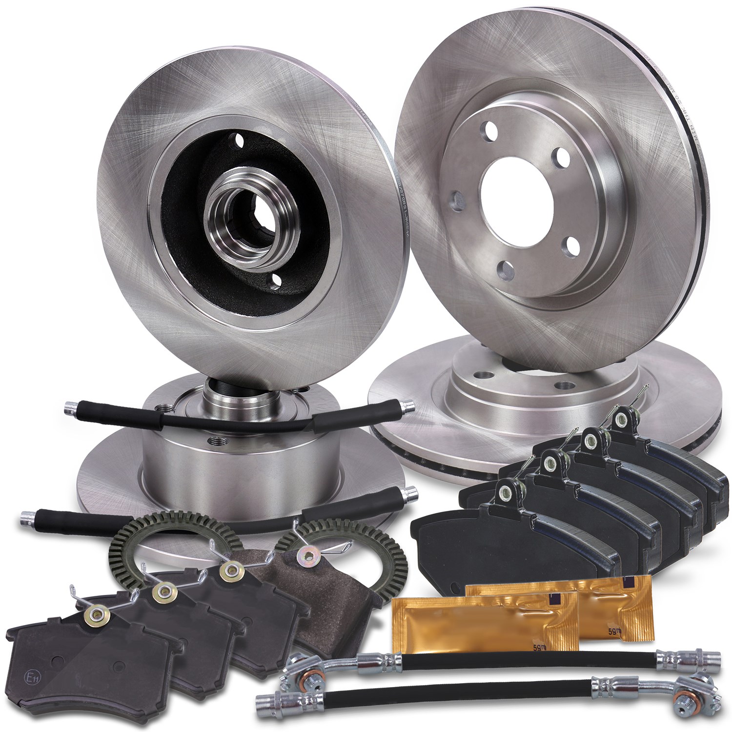 Bestprice Komplettset Bremsscheiben+Bremsbeläge Vorne+Hinten [Hersteller-Nr. 10604105] für Audi