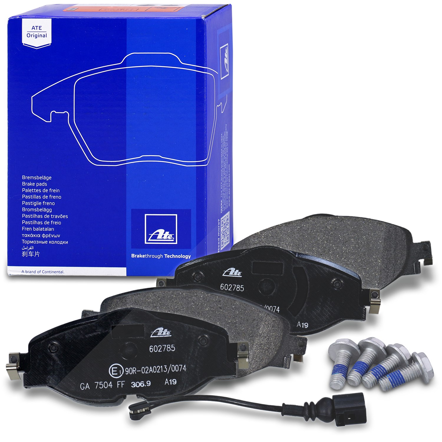Ate Bremsbelagsatz mit Warnkontakt vorne [Hersteller-Nr. 13.0460-2785.2] für VW, Audi, Cupra, Seat, Skoda