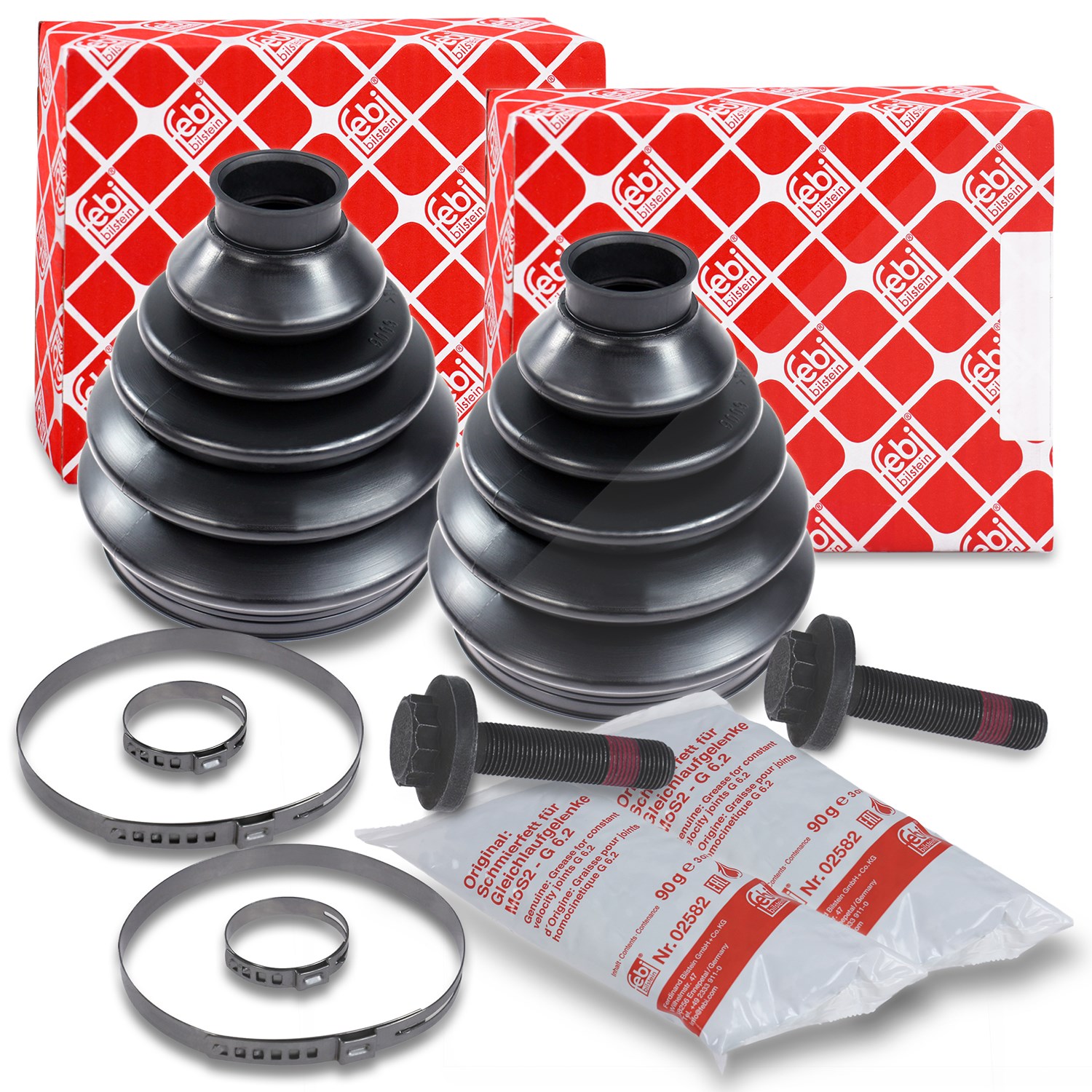 Febi Bilstein 2x Faltenbalgsatz, Antriebswelle [Hersteller-Nr. 49070] für Seat, VW, Audi, Skoda