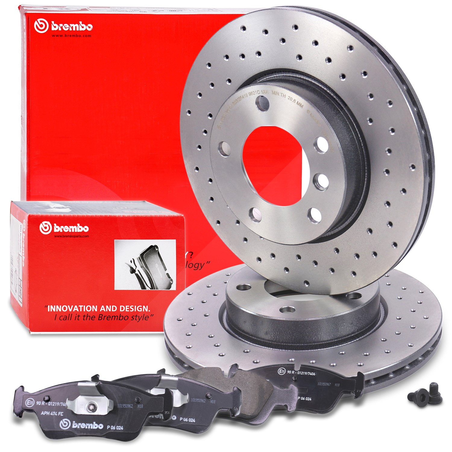 Brembo Bremsscheiben +Bremsbeläge vorne [Hersteller-Nr. 40440789] für BMW