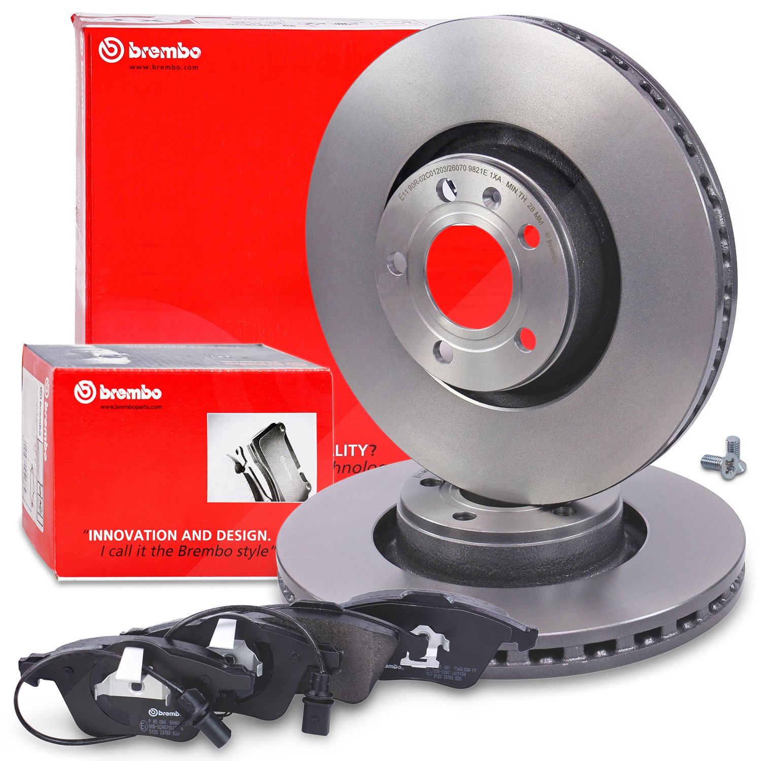 Brembo Bremsscheiben +Bremsbeläge mit VWK vorne [Hersteller-Nr. 40440822] für Audi