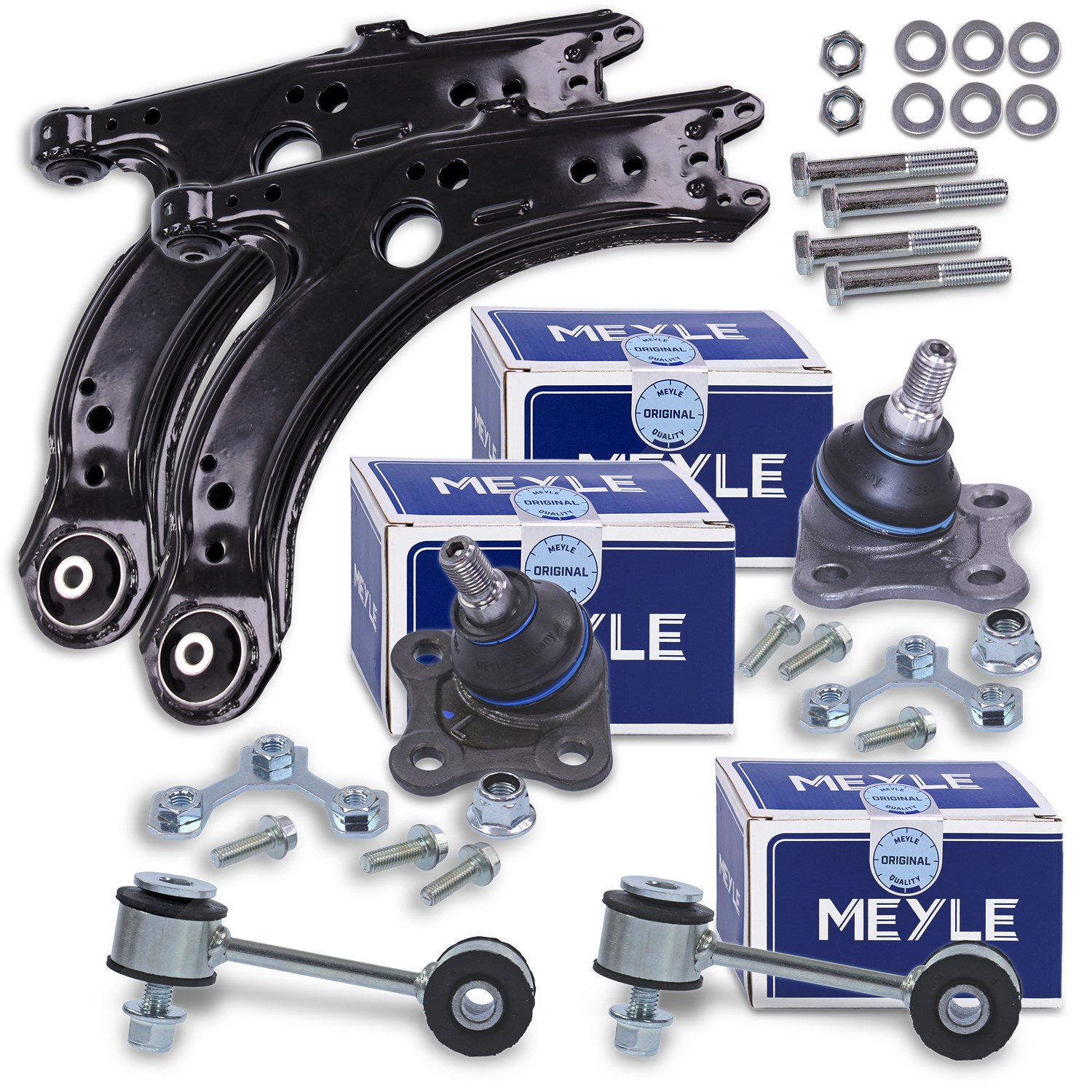 Bestprice 2x Querlenker +MEYLE Traggelenke +MEYLE Koppelstangen vorne [Hersteller-Nr. 40483147] für Seat, Audi, Skoda, VW