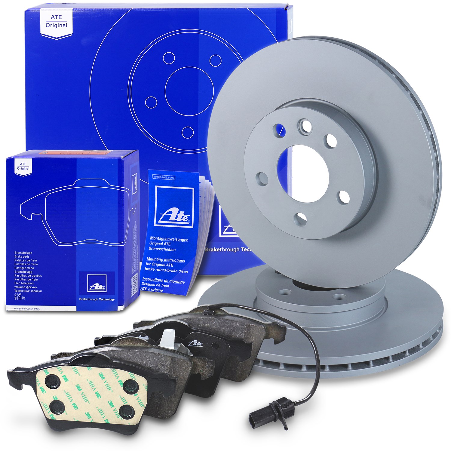 Ate Bremsscheiben+Beläge mit VWK Vorne Belüftet [Hersteller-Nr. 10696247] für VW, Seat, Ford