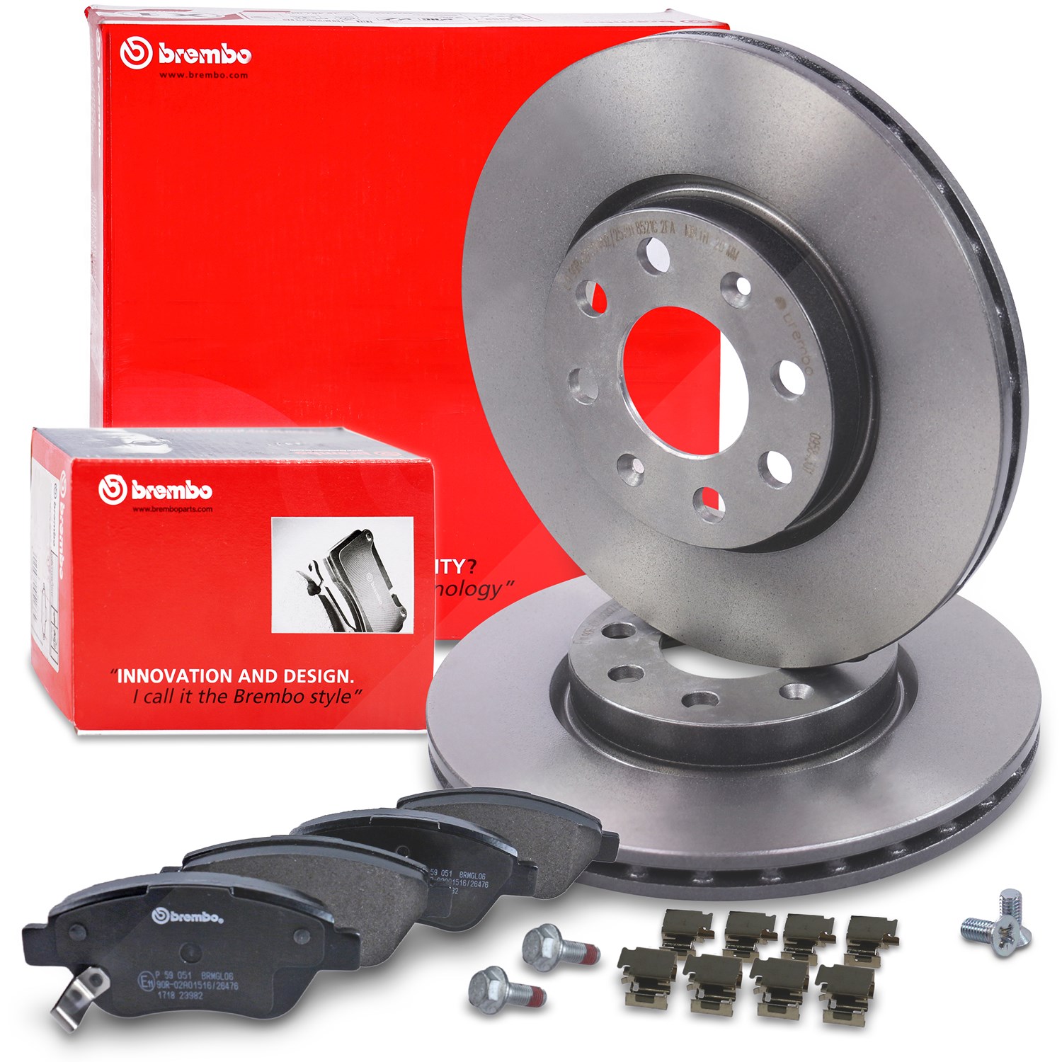 Brembo Bremsscheiben +Bremsbeläge vorne [Hersteller-Nr. 40441260] für Vauxhall, Opel