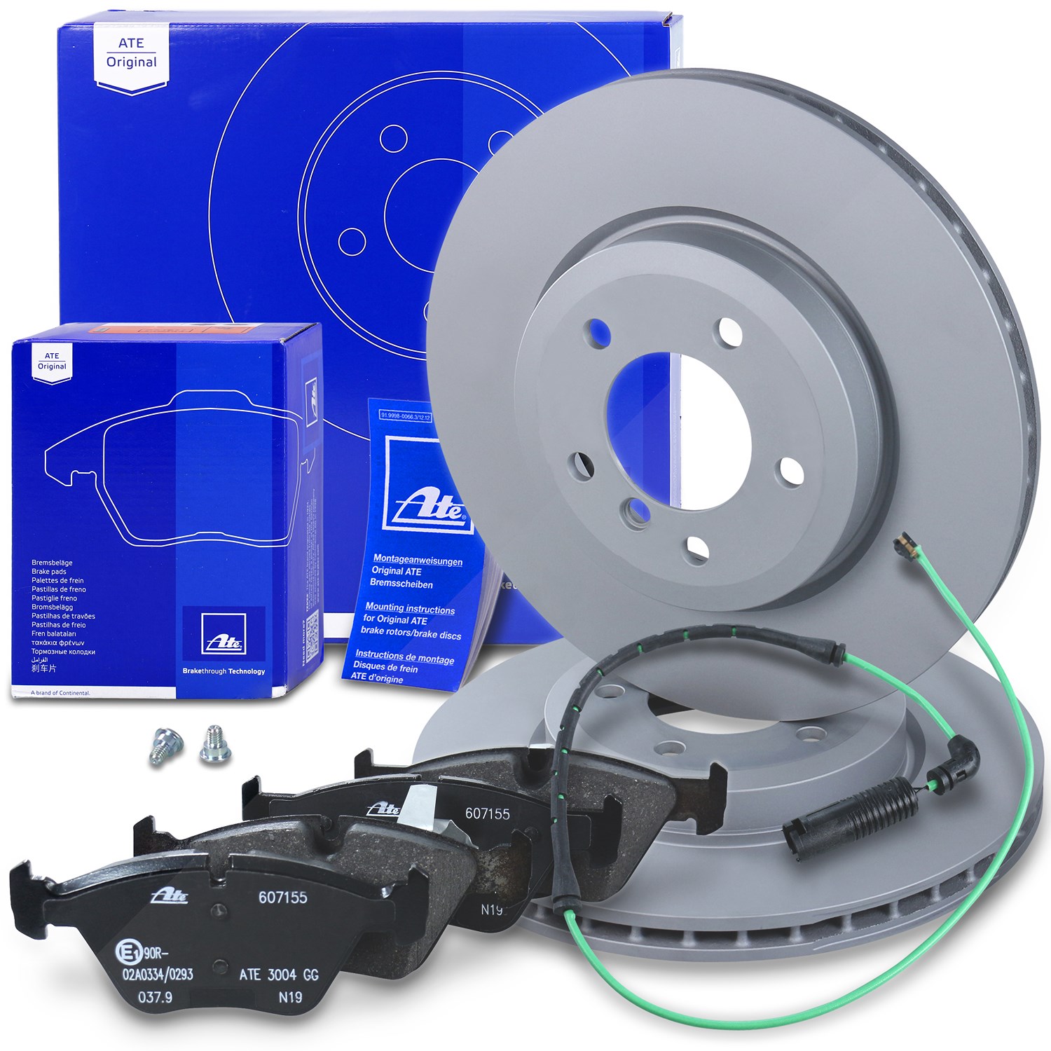 Ate Bremsscheiben +Bremsbeläge +Warnkontakt vorne [Hersteller-Nr. 10696378] für BMW