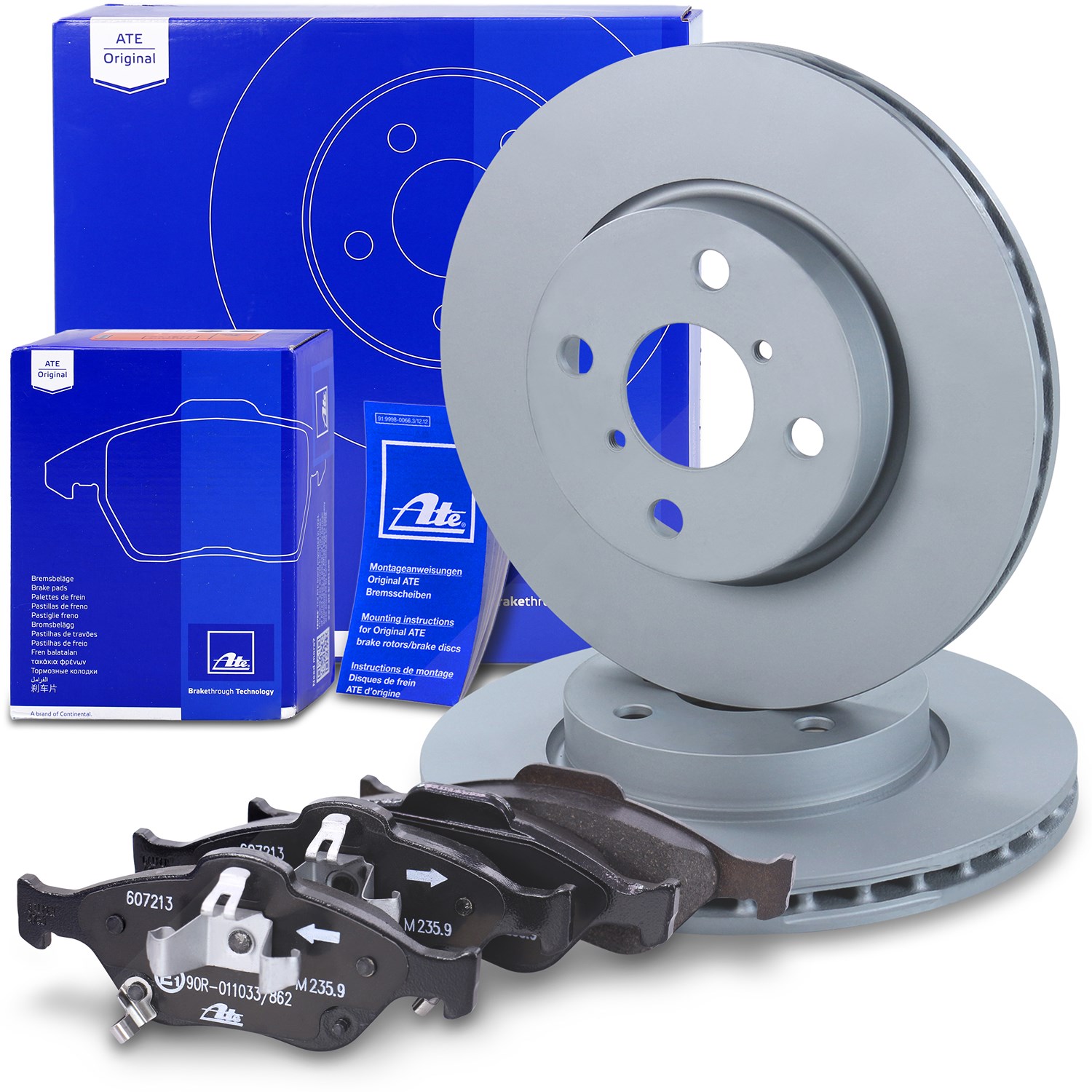 Ate Bremsscheiben+Bremsbeläge Vorderachse Belüftet [Hersteller-Nr. 10697135] für Daihatsu, Toyota
