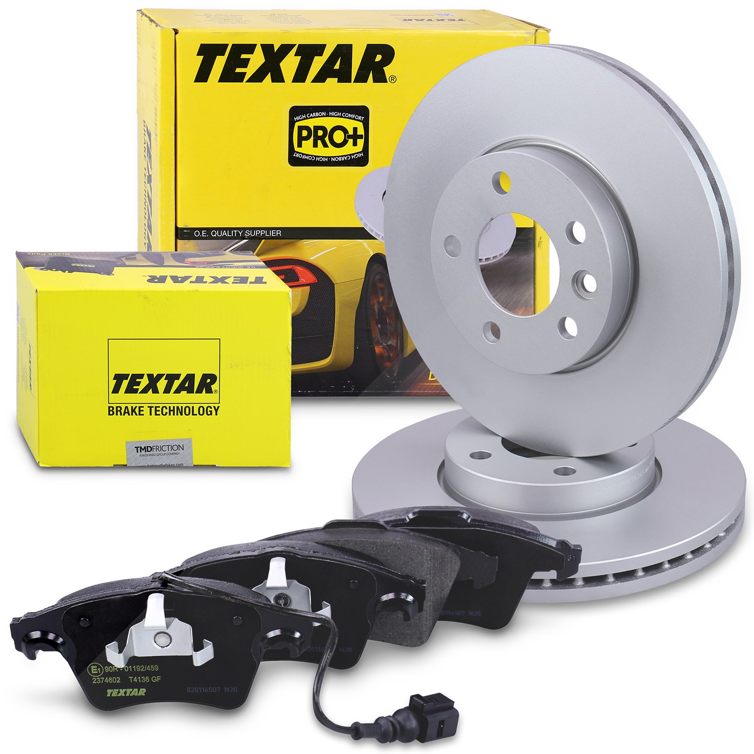 Textar Bremsscheiben +Bremsbeläge mit VWK vorne [Hersteller-Nr. 40436595] für VW