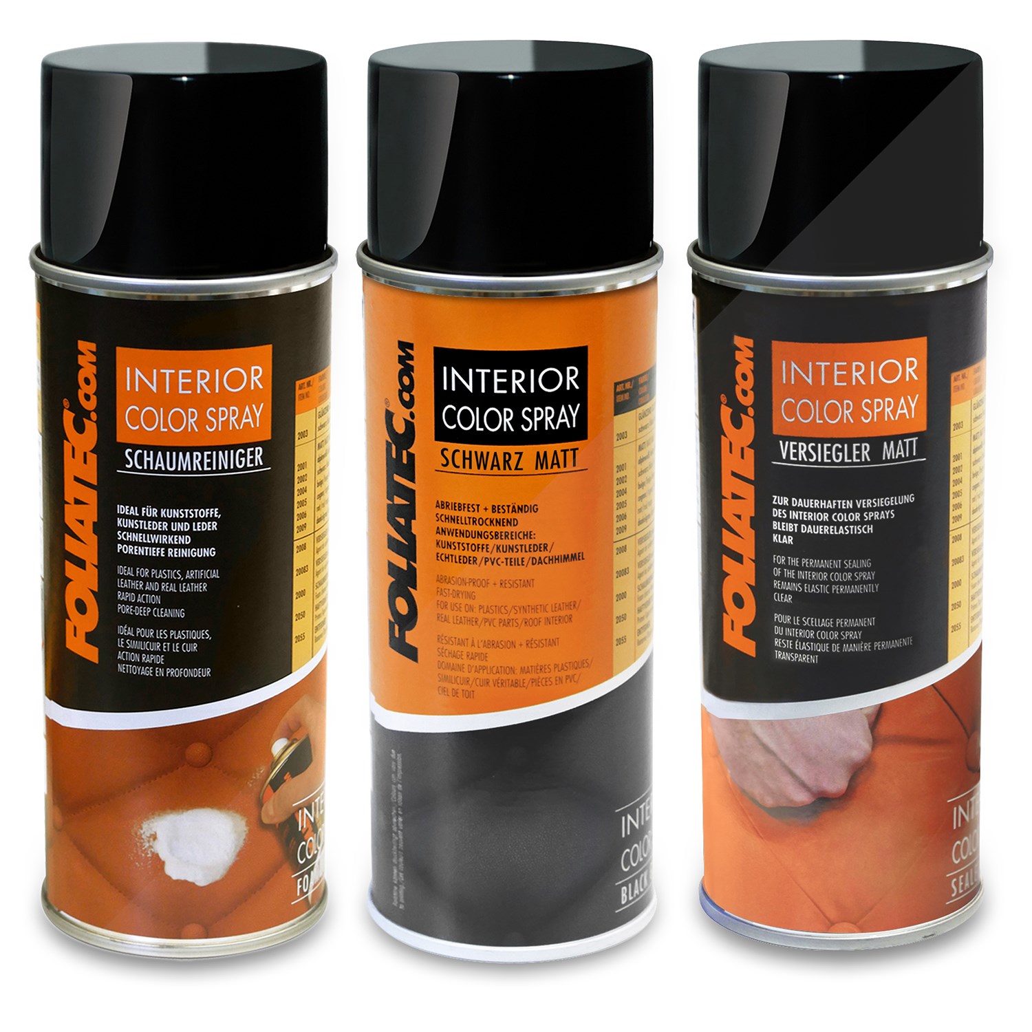 Foliatec Set INTERIOR Color Spray schwarz matt+Schaumreiniger+Versiegler [Hersteller-Nr. 40486577]