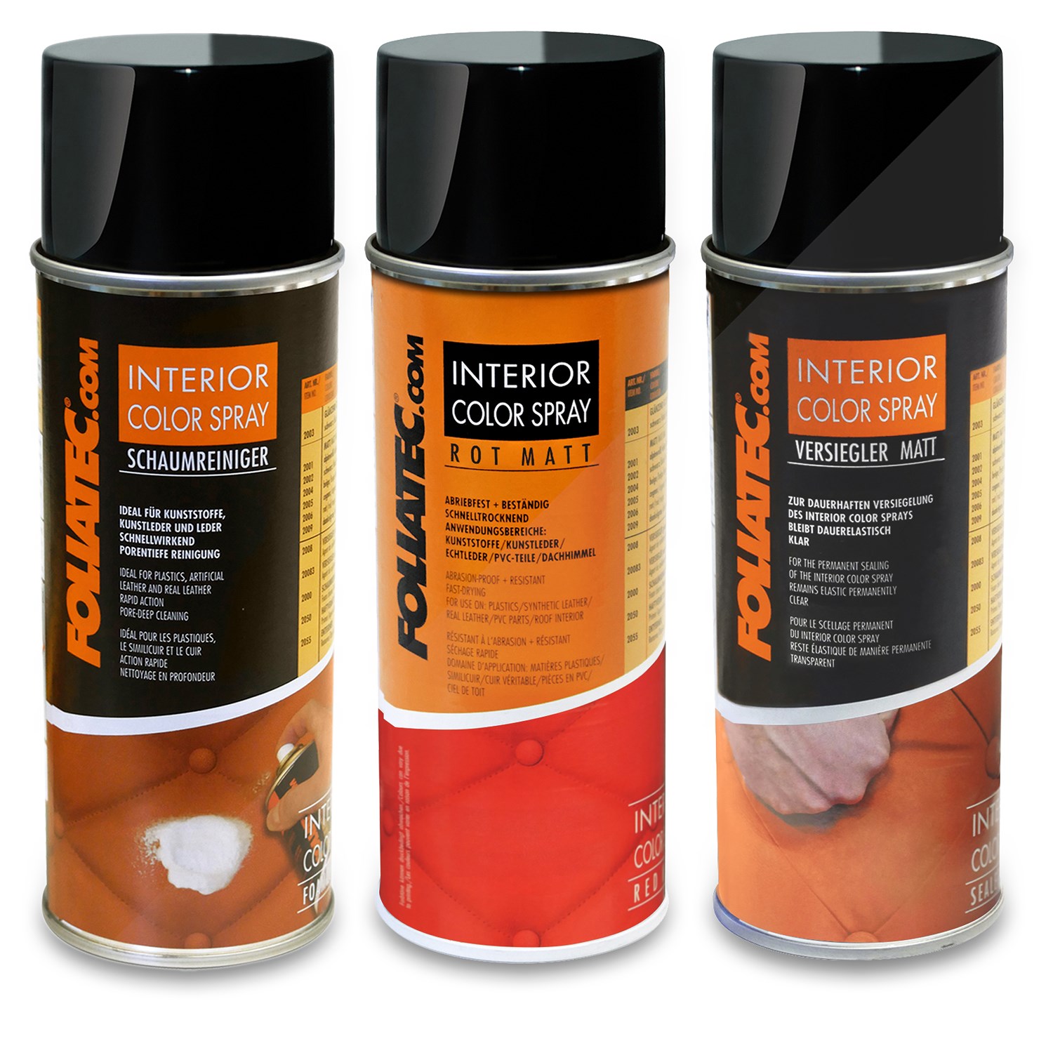 Foliatec Set INTERIOR Color Spray rot matt+Schaumreiniger+Versiegler [Hersteller-Nr. 40486581]