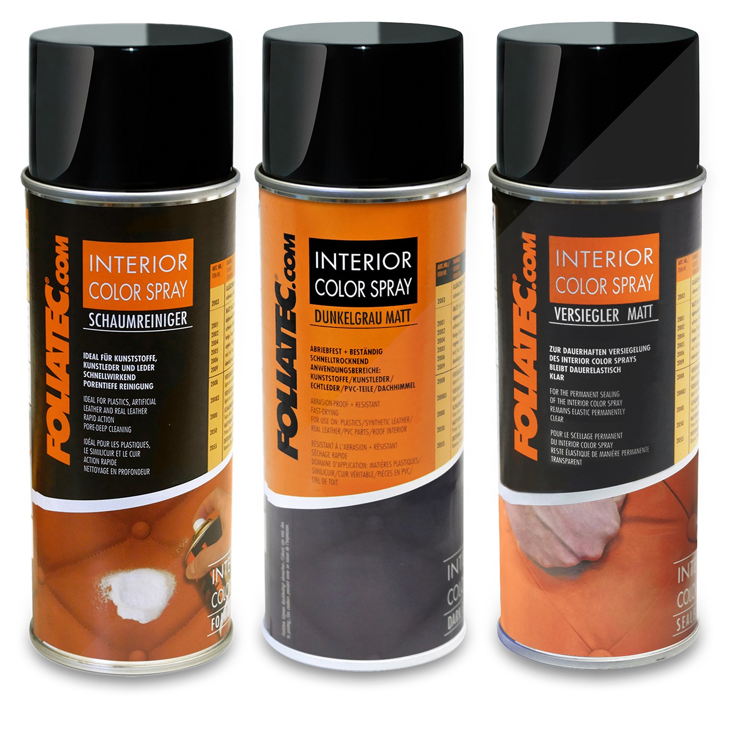 Foliatec Set INTERIOR Color Spray dunkelgrau matt+Schaumreiniger+Versiegle [Hersteller-Nr. 40486582]