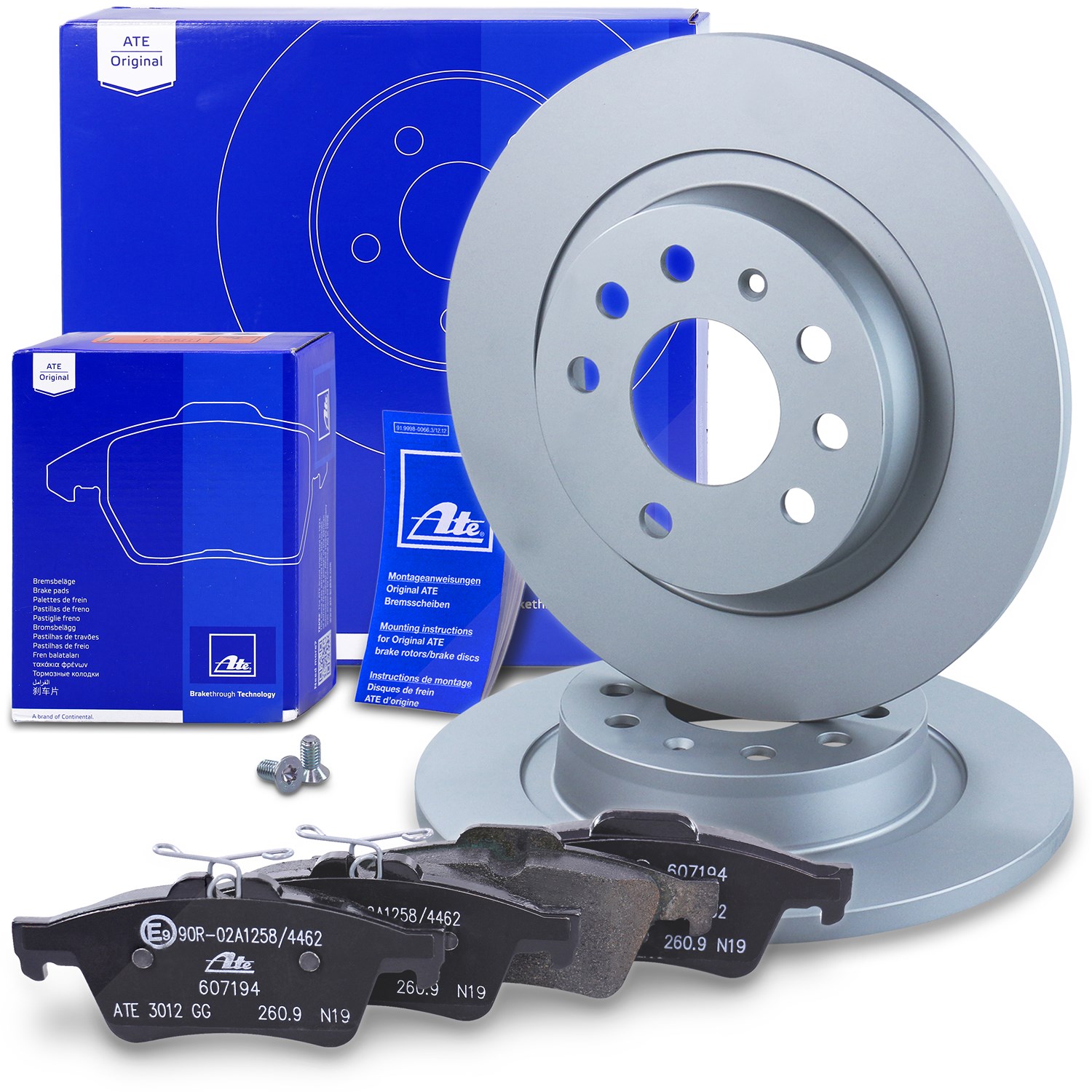 Ate Bremsscheiben+Bremsbeläge Hinterachse Voll [Hersteller-Nr. 10696207] für Opel, Saab, Vauxhall