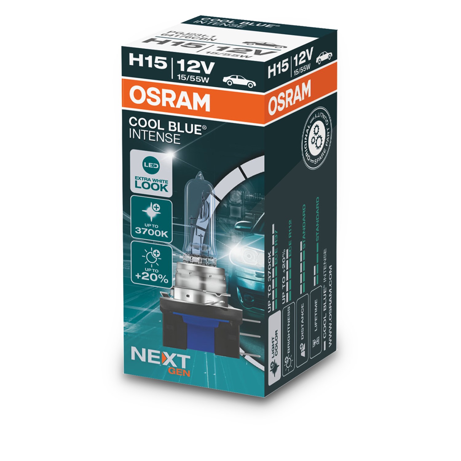 Osram H15 COOL BLUE® INTENSE Glühlampe (NEXT GEN) 1er Faltschachtel [Hersteller-Nr. 64176CBN] für Man, Opel, Mazda, Alfa Romeo, Land Rover, Skoda, Aud