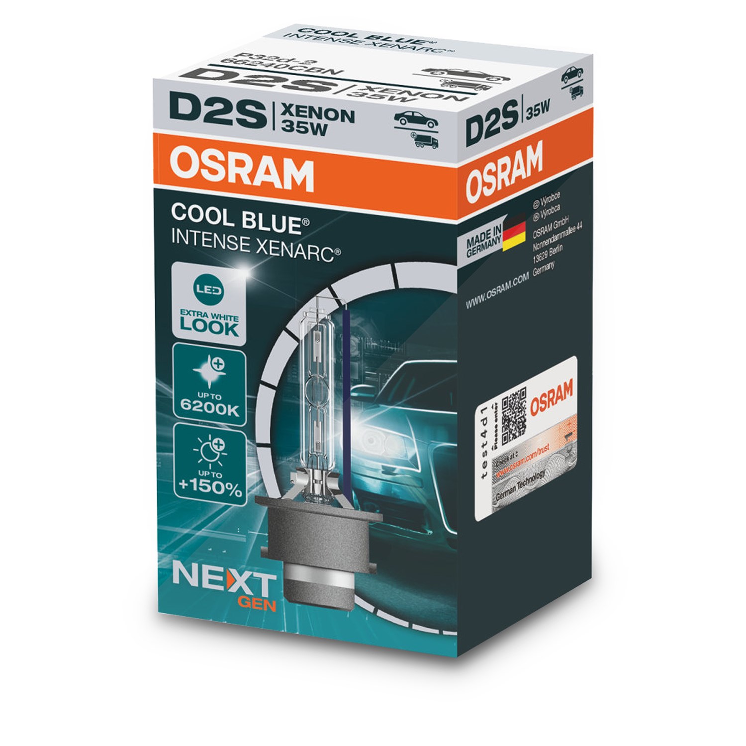 Osram D2S XENARC® COOL BLUE® INTENSE (NEXT GEN) 1er Faltschachtel [Hersteller-Nr. 66240CBN] für Infiniti, Alfa Romeo, Suzuki, Volvo, Porsche, Subaru,
