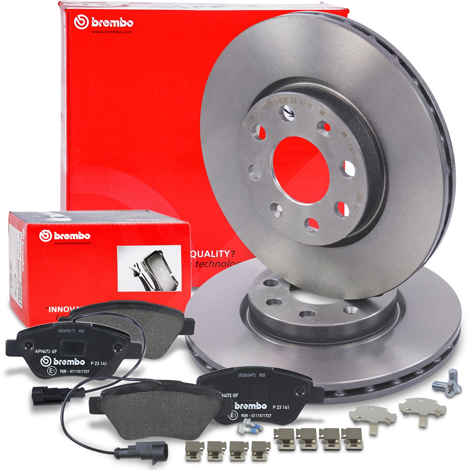 Brembo Bremsscheiben +Bremsbeläge mit Warnkontakt vorne [Hersteller-Nr. 40436623] für Fiat