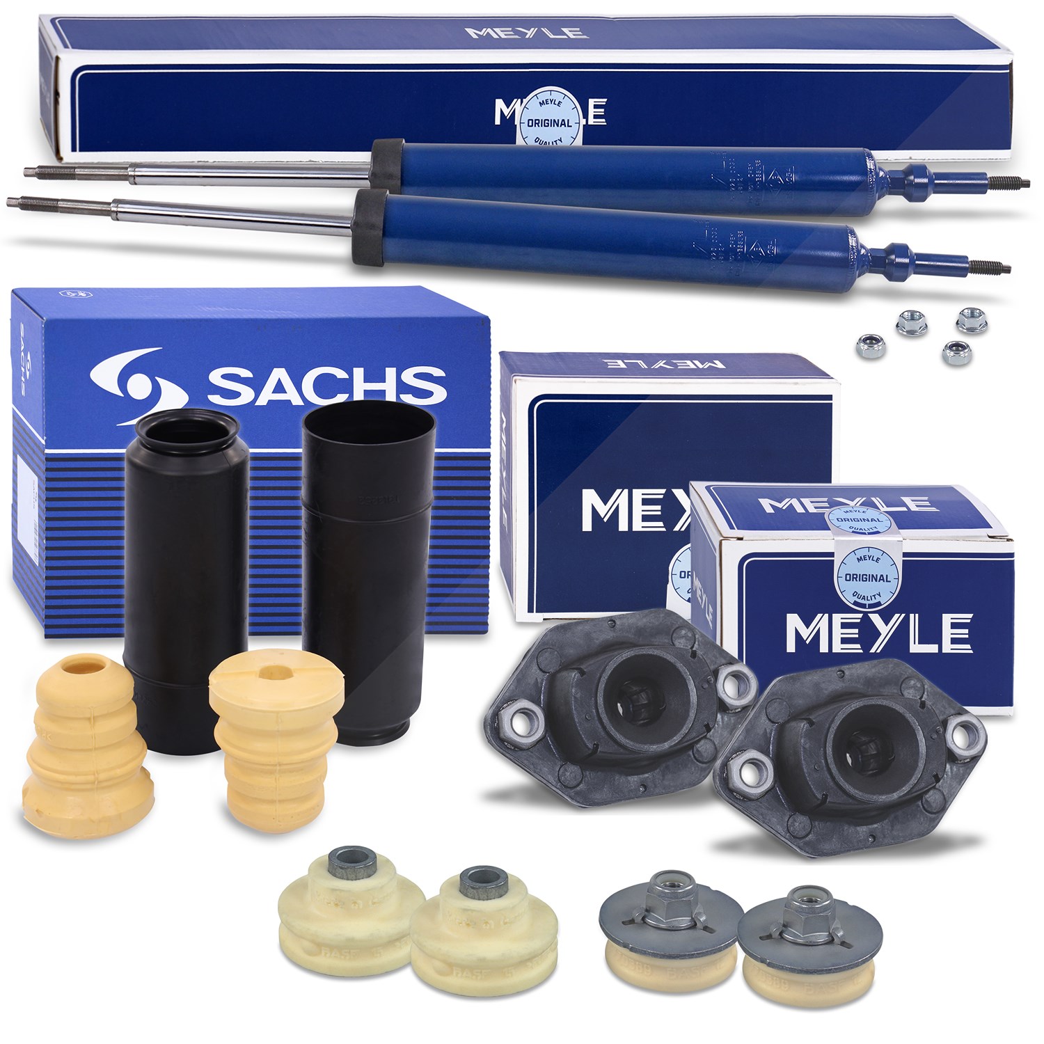 Meyle 2x Stoßdämpfer + Domlager +SACHS Staubschutz hinten [Hersteller-Nr. 40440932] für BMW