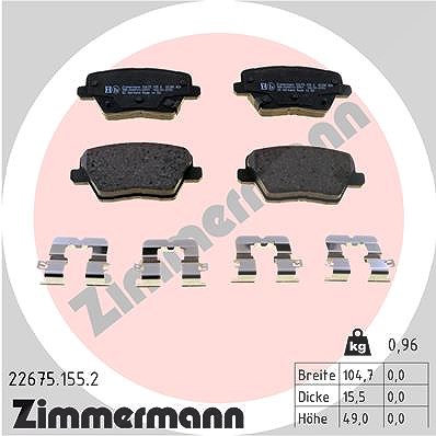 Zimmermann Bremsbeläge hinten (Satz) [Hersteller-Nr. 22675.155.2] für Kia, Hyundai