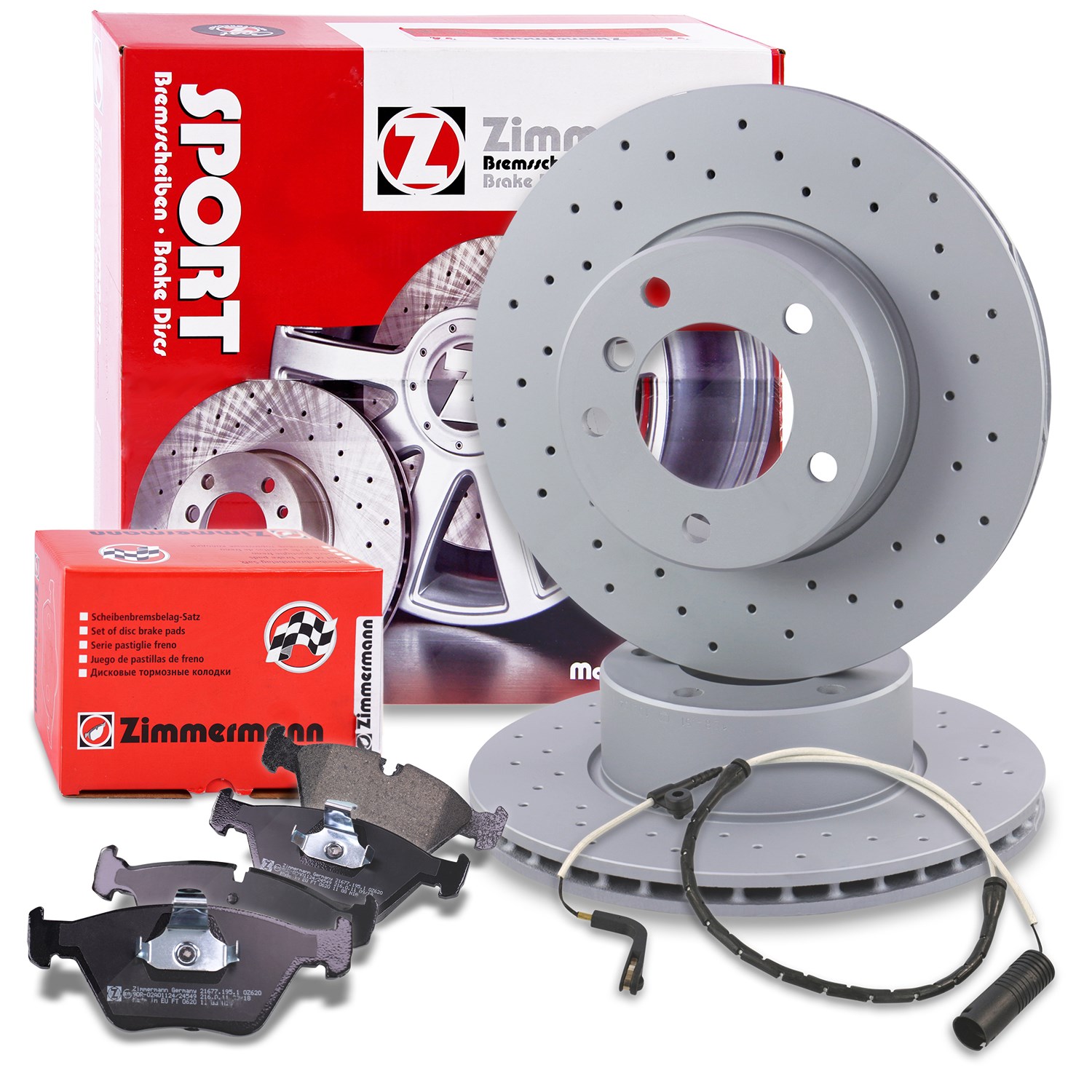Zimmermann SPORT-Bremsscheiben +Beläge +Warnkontakt vorne [Hersteller-Nr. 40511322] für BMW