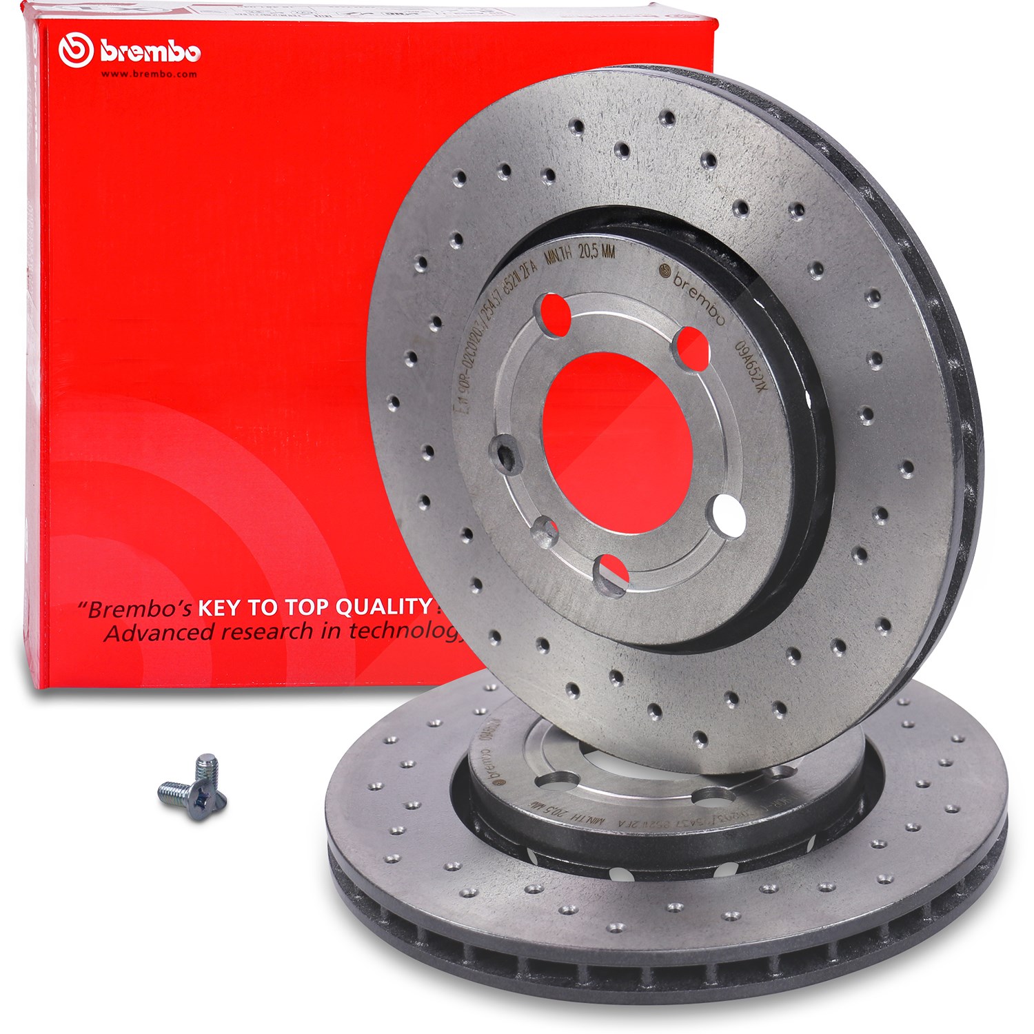 Brembo Bremsscheibe belüftet hinten [Hersteller-Nr. 09.A652.1X] für VW, Skoda, Seat, Audi