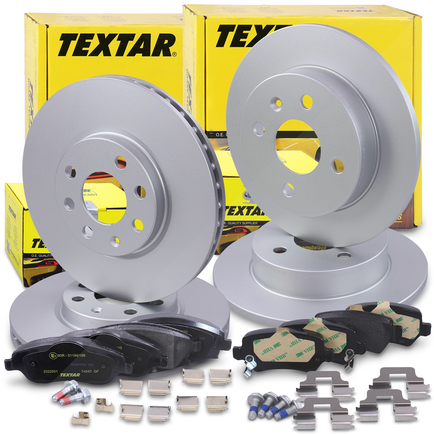 Textar Bremsscheiben +Bremsbeläge vorne+hinten [Hersteller-Nr. 40511099] für Opel
