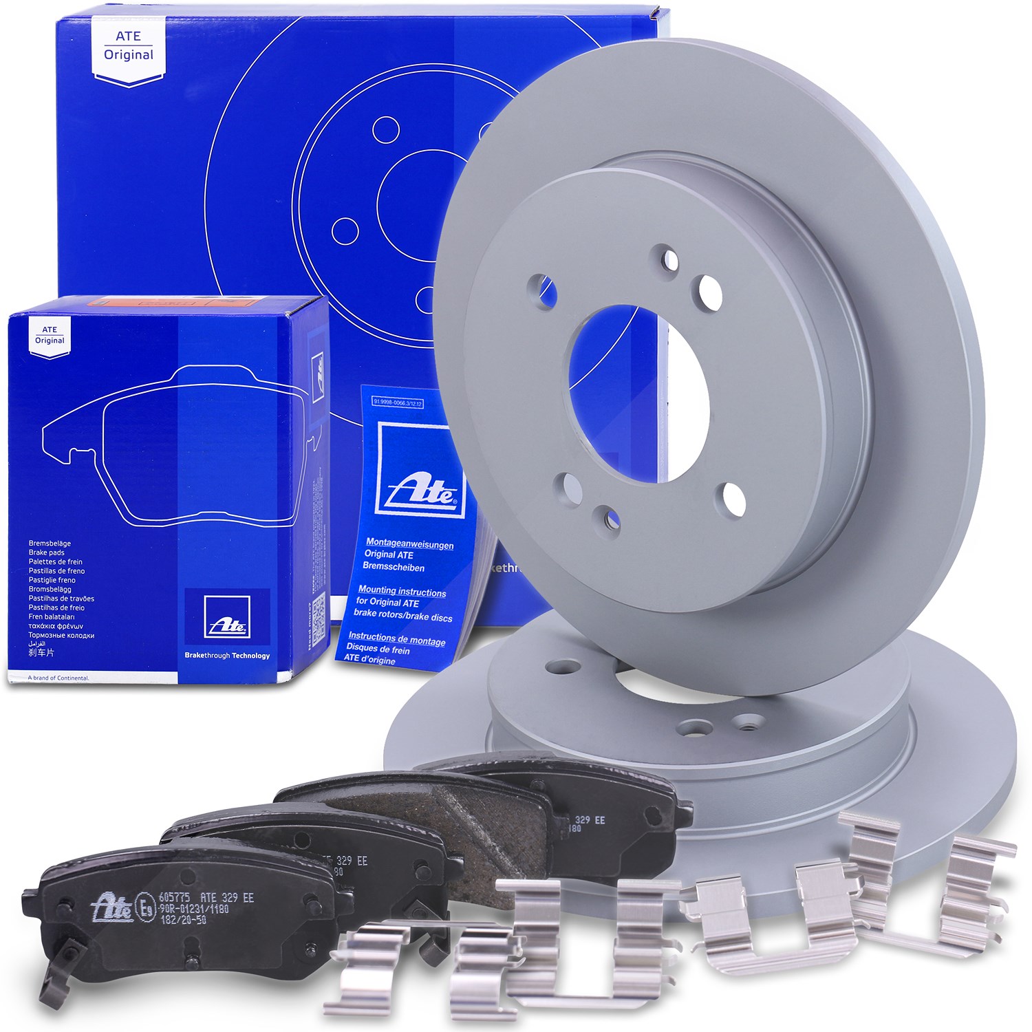 Ate Bremsscheiben+Bremsbeläge Hinterachse Voll [Hersteller-Nr. 10696604] für Hyundai, Kia