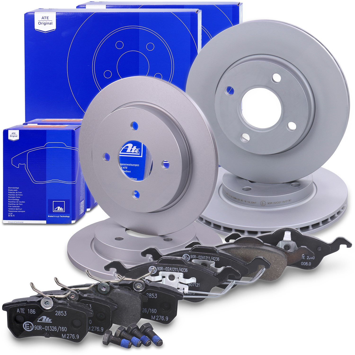 Ate Bremsscheiben + Bremsbeläge Vorne + Hinten [Hersteller-Nr. 10696855] für Ford
