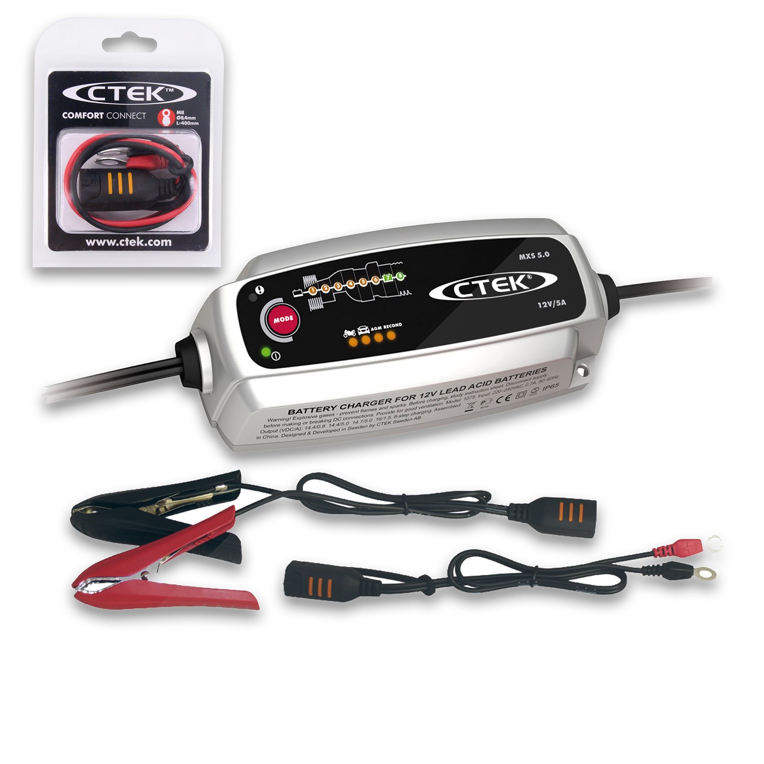 Ctek MXS 5.0 Ladegerät + Schnellkontaktkabel M6 [Hersteller-Nr. 40512857]