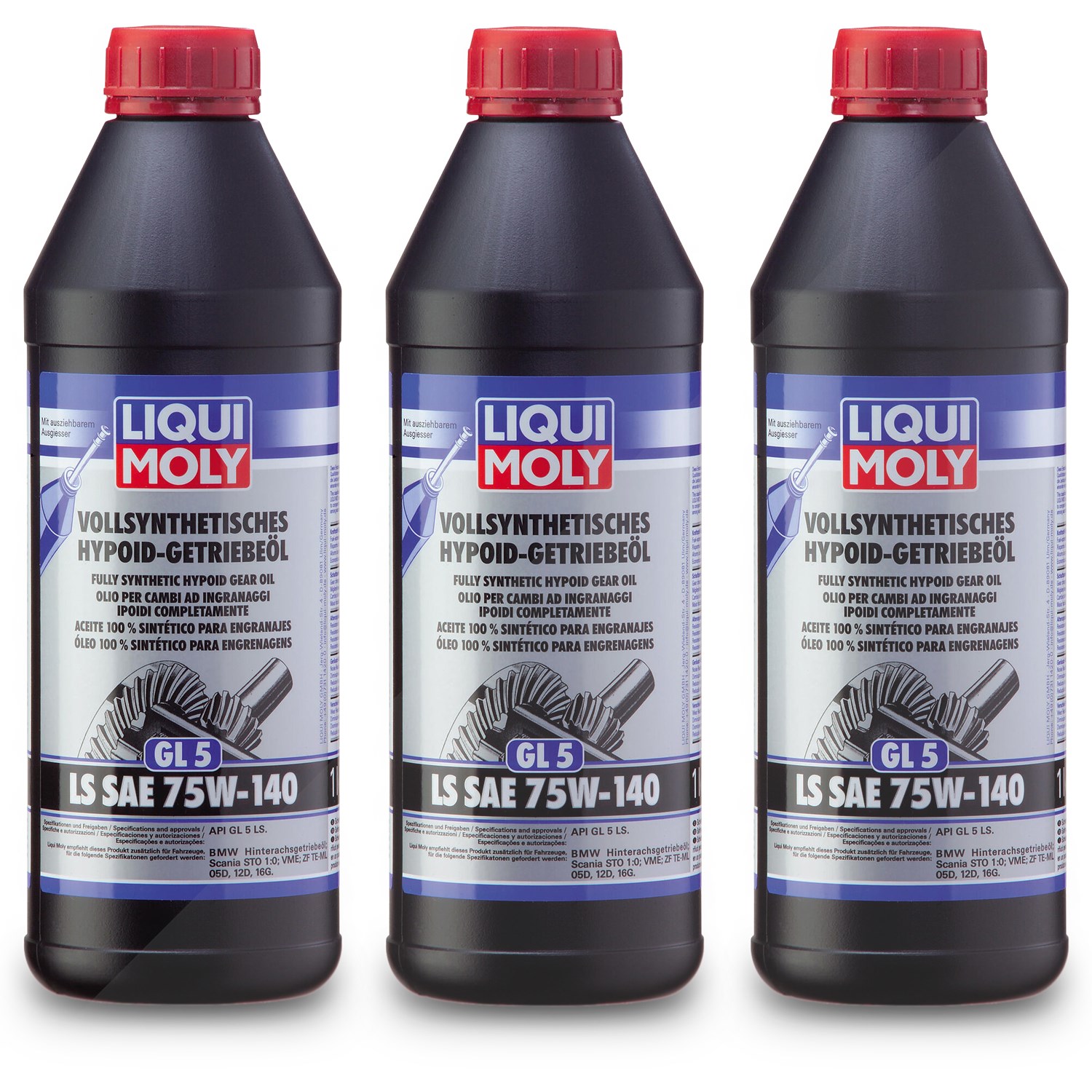 Liqui Moly 3x 1 L Vollsynthetisches Hypoid-Getriebeöl (GL5) LS SAE 75W-140 [Hersteller-Nr. 4421]