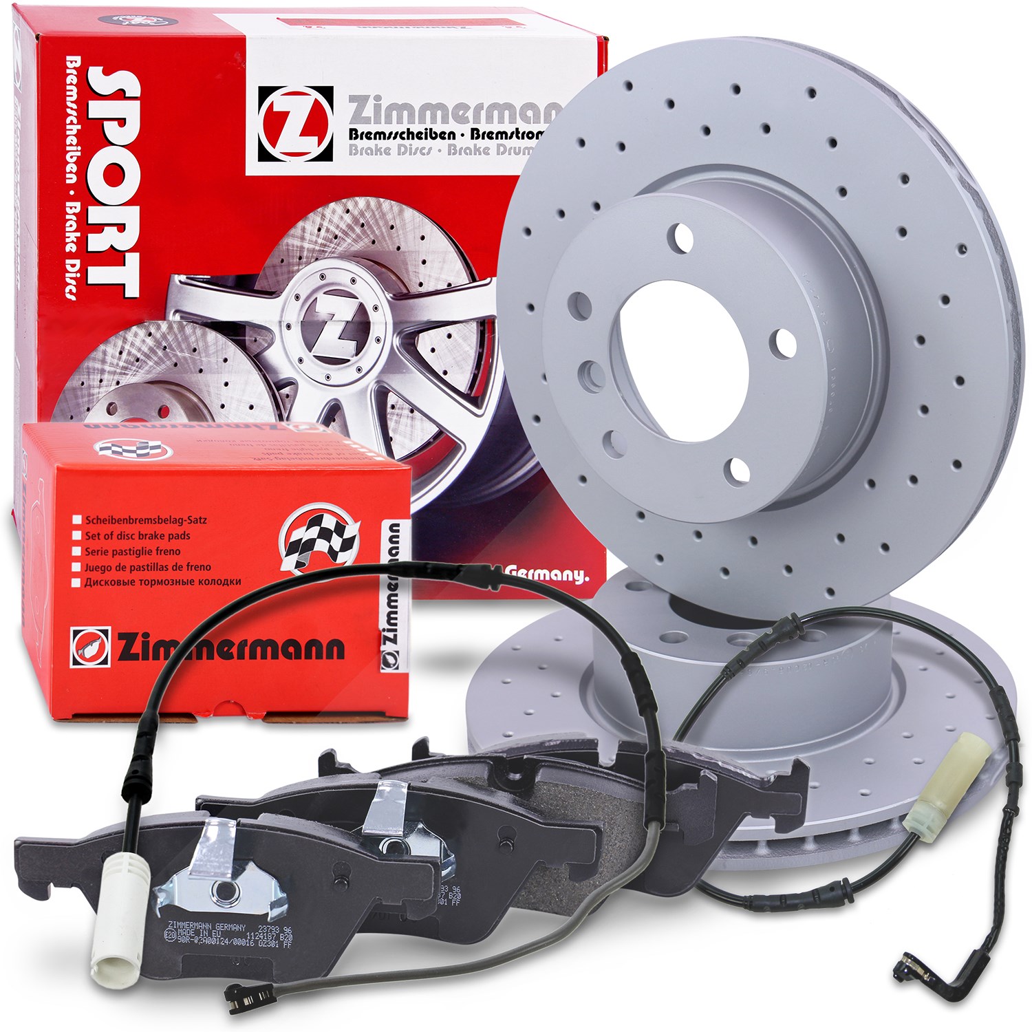 Zimmermann SPORT-Bremsscheiben +Beläge +Warnkontakte Vorne [Hersteller-Nr. 40511362] für BMW