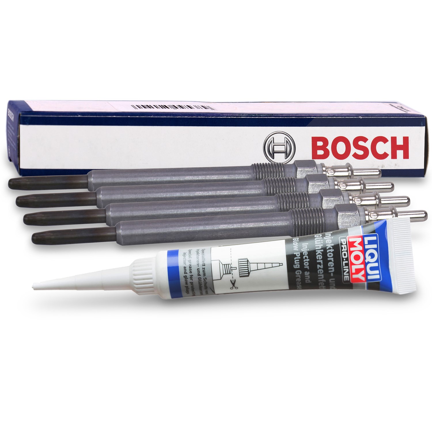Bosch 4x Glühkerze + Glühkerzenfett [Hersteller-Nr. 40512916] für Mercedes-Benz