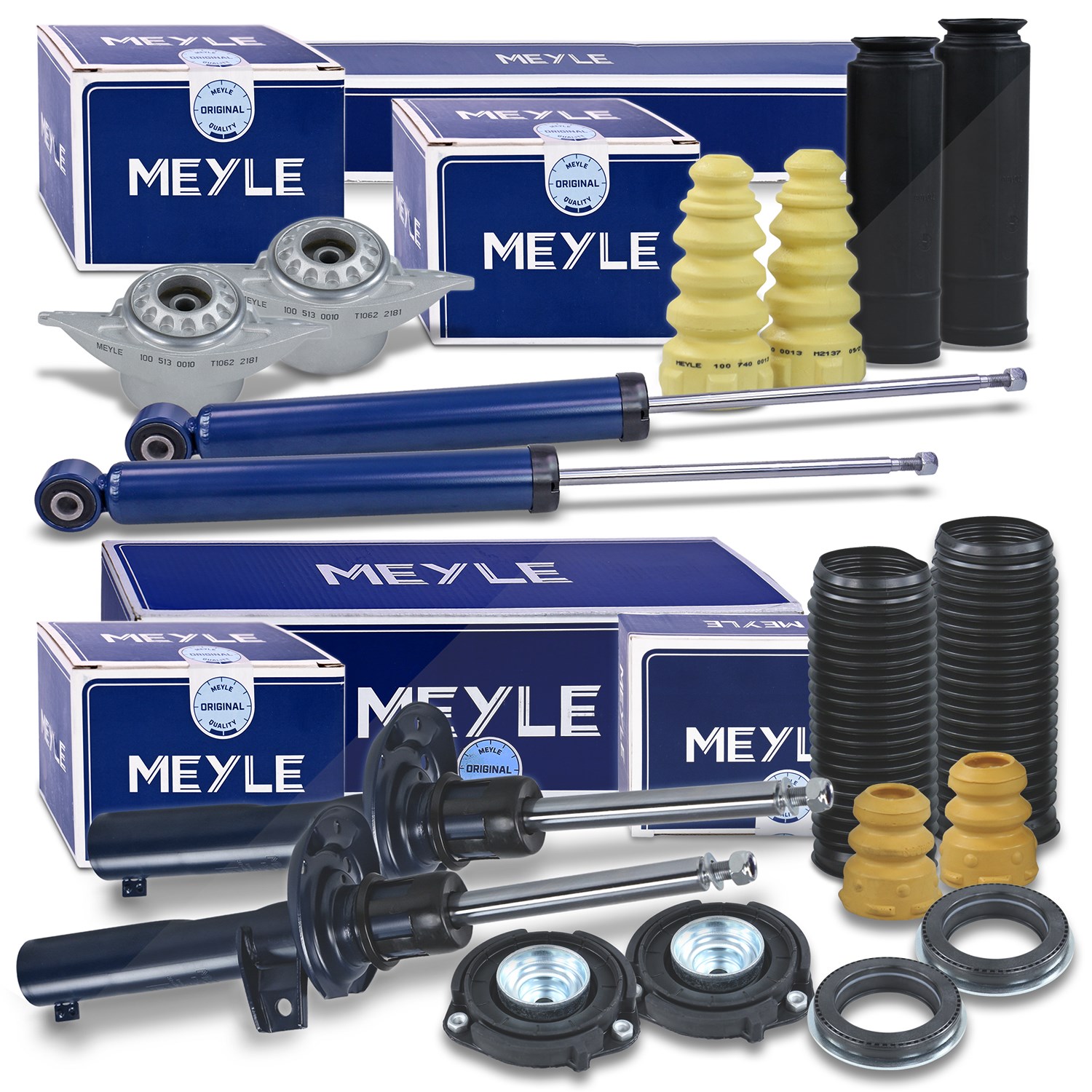 Meyle 4x Stoßdämpfer +Domlager +Staubschutz vorne/hinten [Hersteller-Nr. 40457333] für Skoda, VW