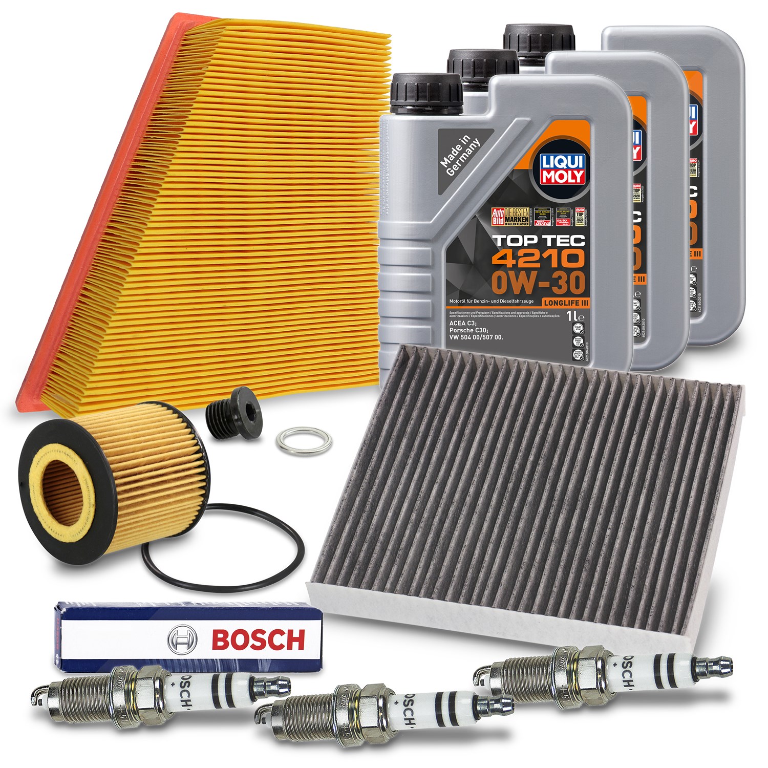 Liqui Moly Inspektionspaket Set C inkl. 3l 0W-30 Top Te [Hersteller-Nr. 40513899] für VW, Seat, Skoda