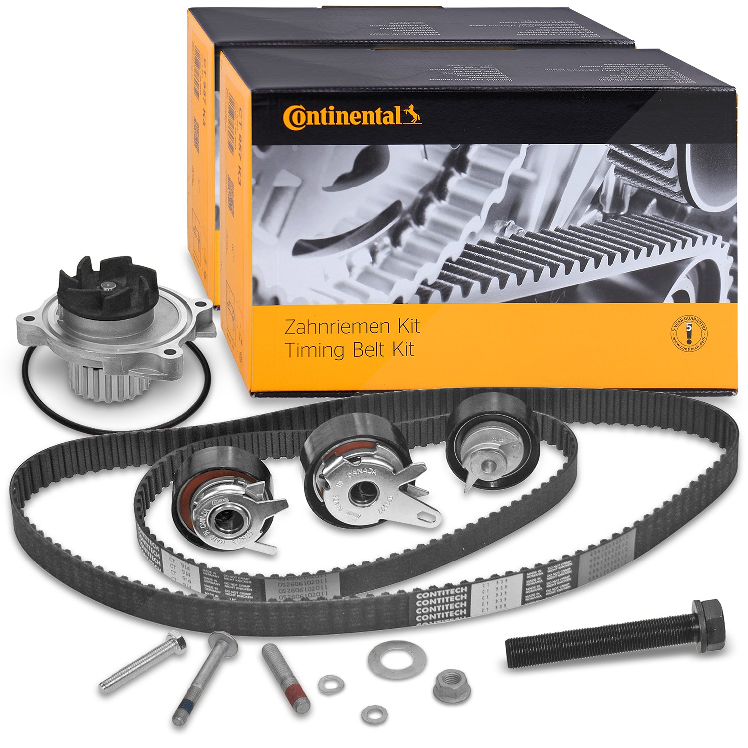 Continental Ctam 2x Zahnriemensatz Original CONTITECH + Wasserpumpe [Hersteller-Nr. 10710259] für VW