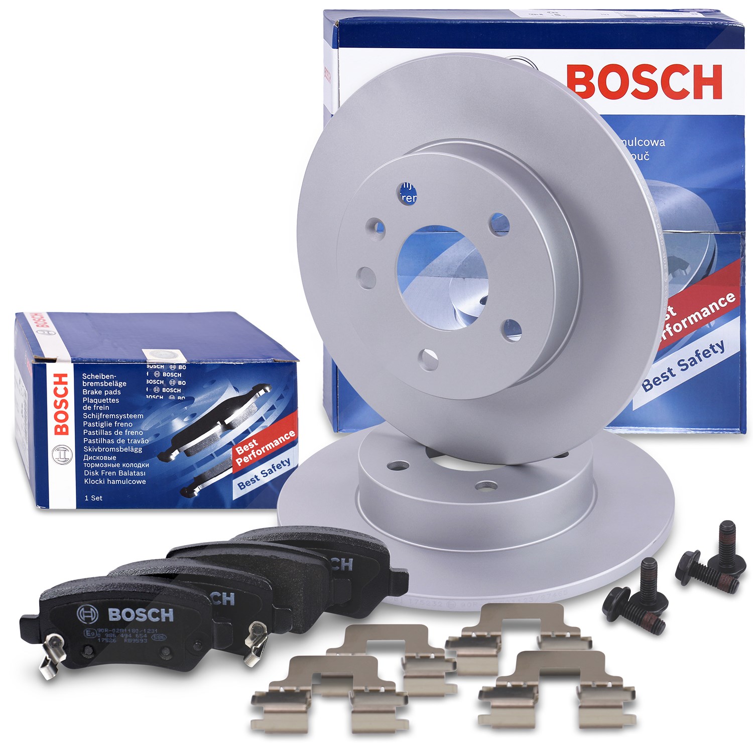 Bosch Bremsscheiben +Bremsbeläge hinten [Hersteller-Nr. 40513772] für Opel