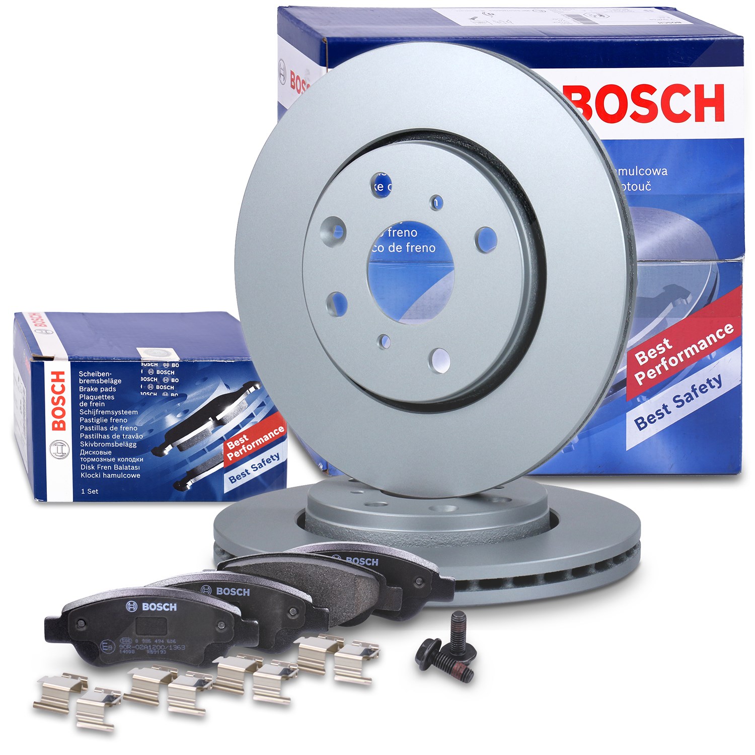 Bosch Bremsscheiben +Bremsbeläge vorne [Hersteller-Nr. 40513776] für Toyota, Peugeot, Citroën