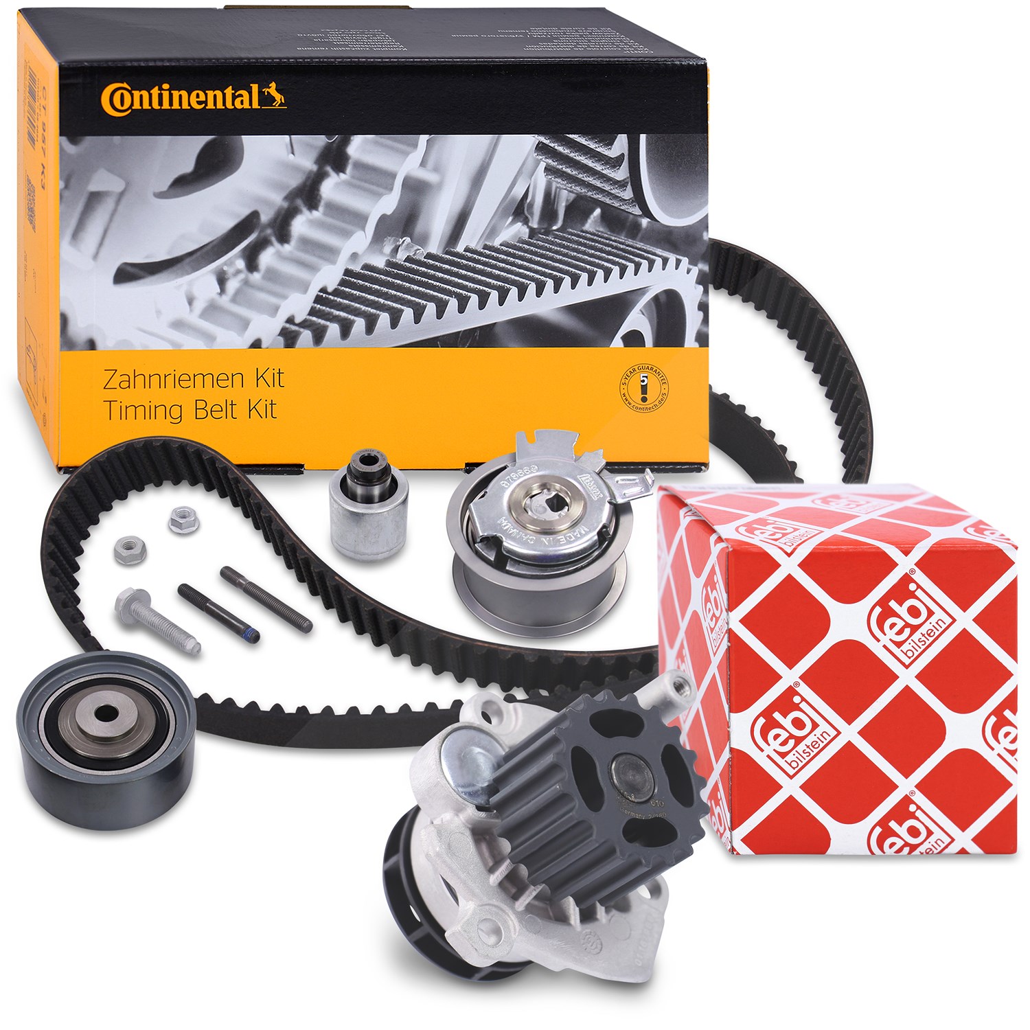 Continental Ctam Satz CONTITECH Zahnriemen +FEBI Wapu [Hersteller-Nr. 34005475] für Mitsubishi, VW, Seat, Skoda, Audi