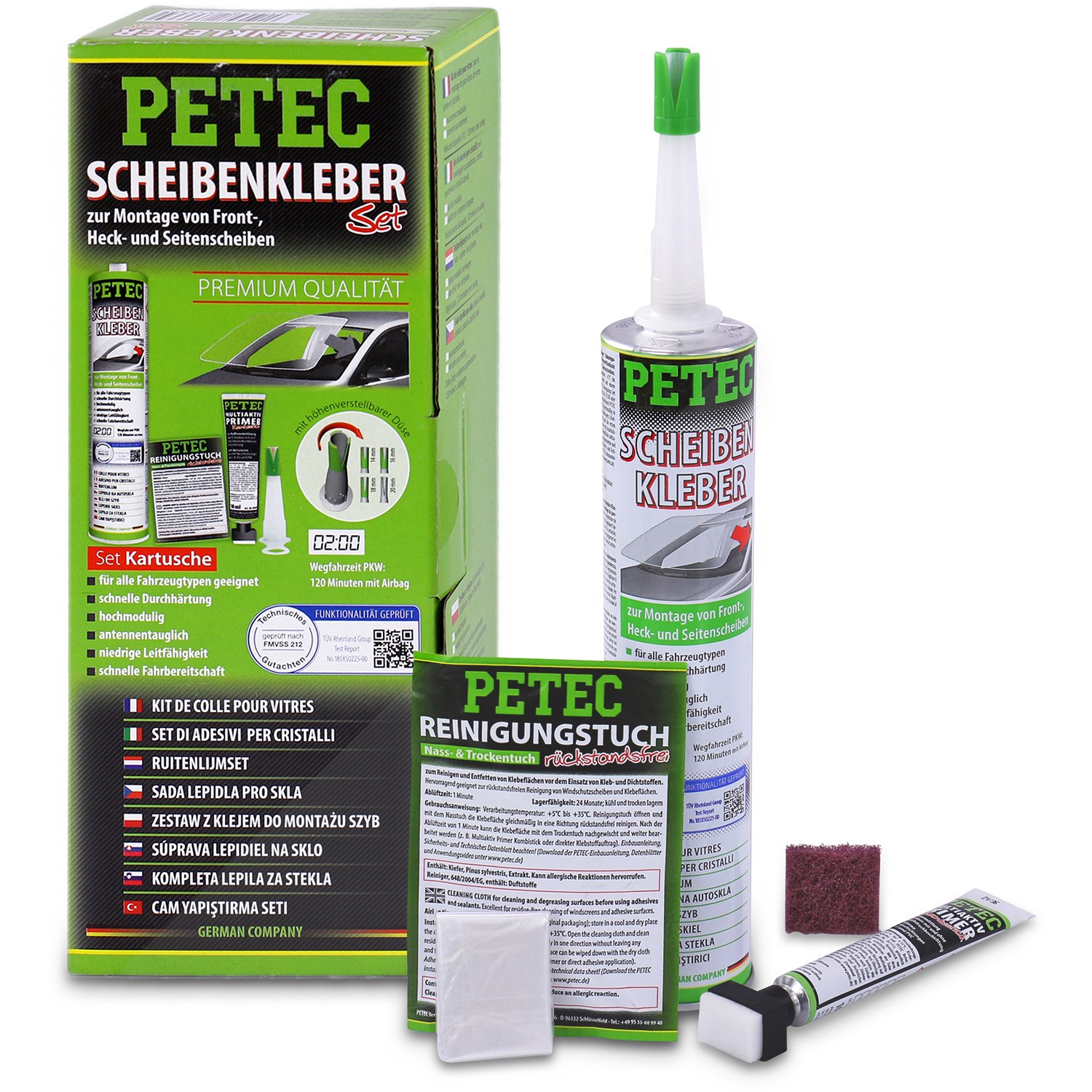 Petec Scheibenkleber-Set 310ml Kartusche [Hersteller-Nr. 83333] für Bugatti, Bristol, Subaru, Brilliance, Hyundai, Polestar, Chevrolet, Mahindra, Pola