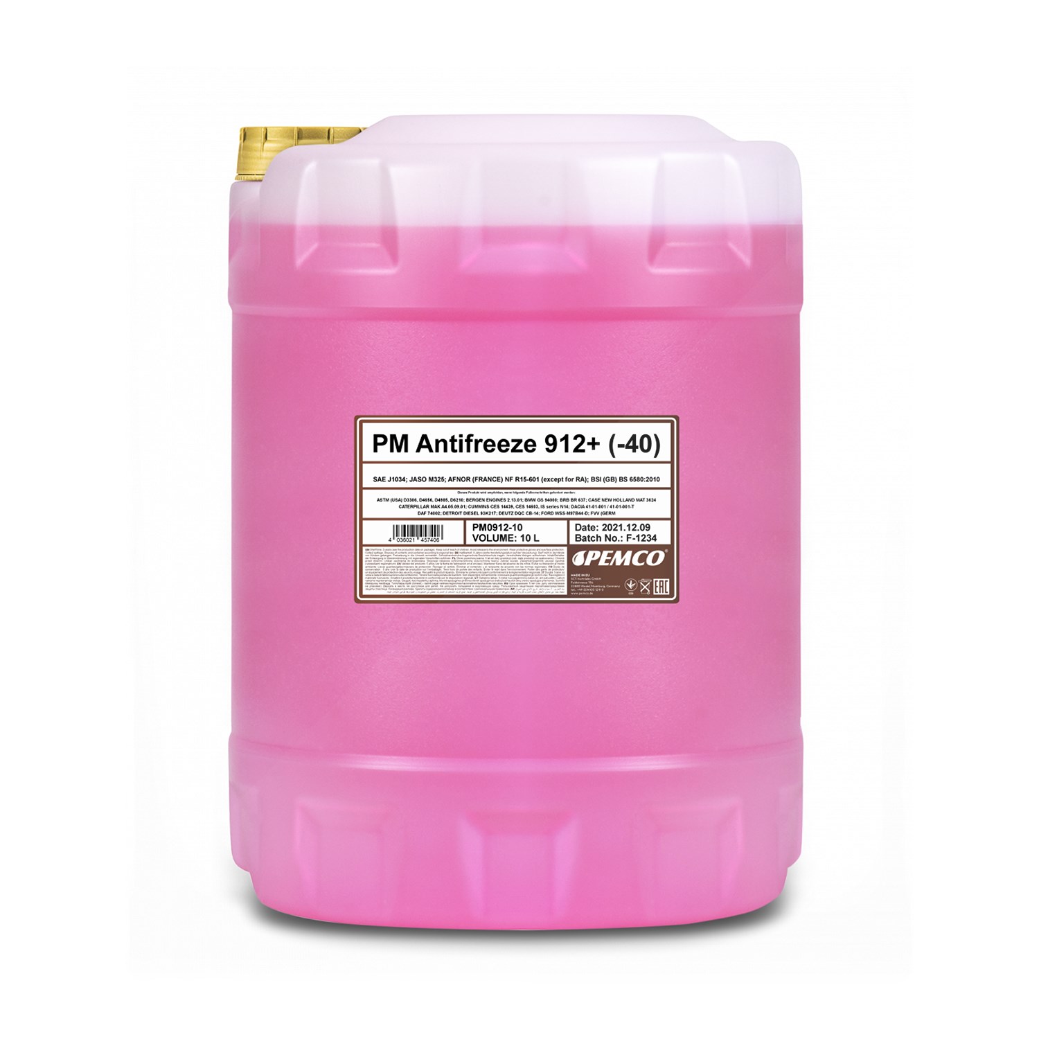 Pemco 10 L Antifreeze 912+ (-40) Kühlerfrostschutz [Hersteller-Nr. PM0912-10]