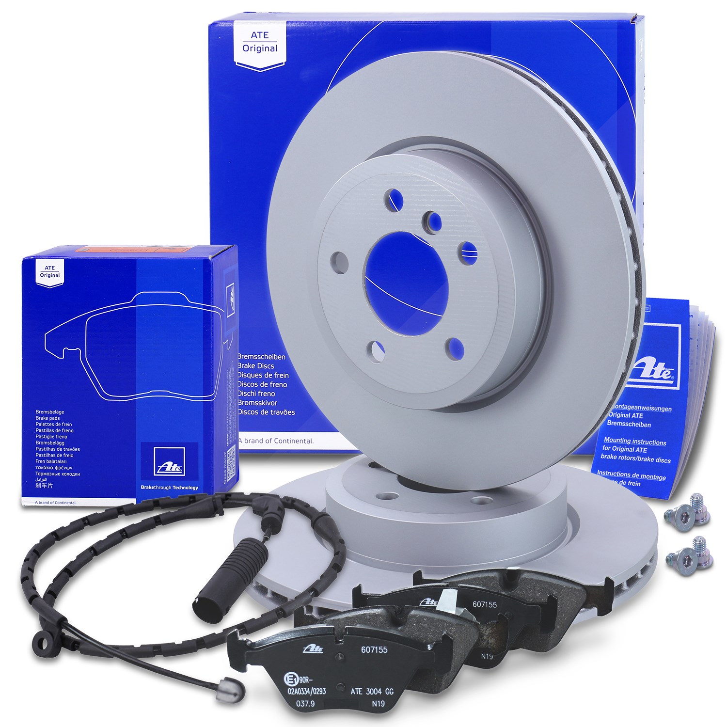 Ate Bremsscheiben +Bremsbeläge +Warnkontakt vorne [Hersteller-Nr. 40516239] für BMW