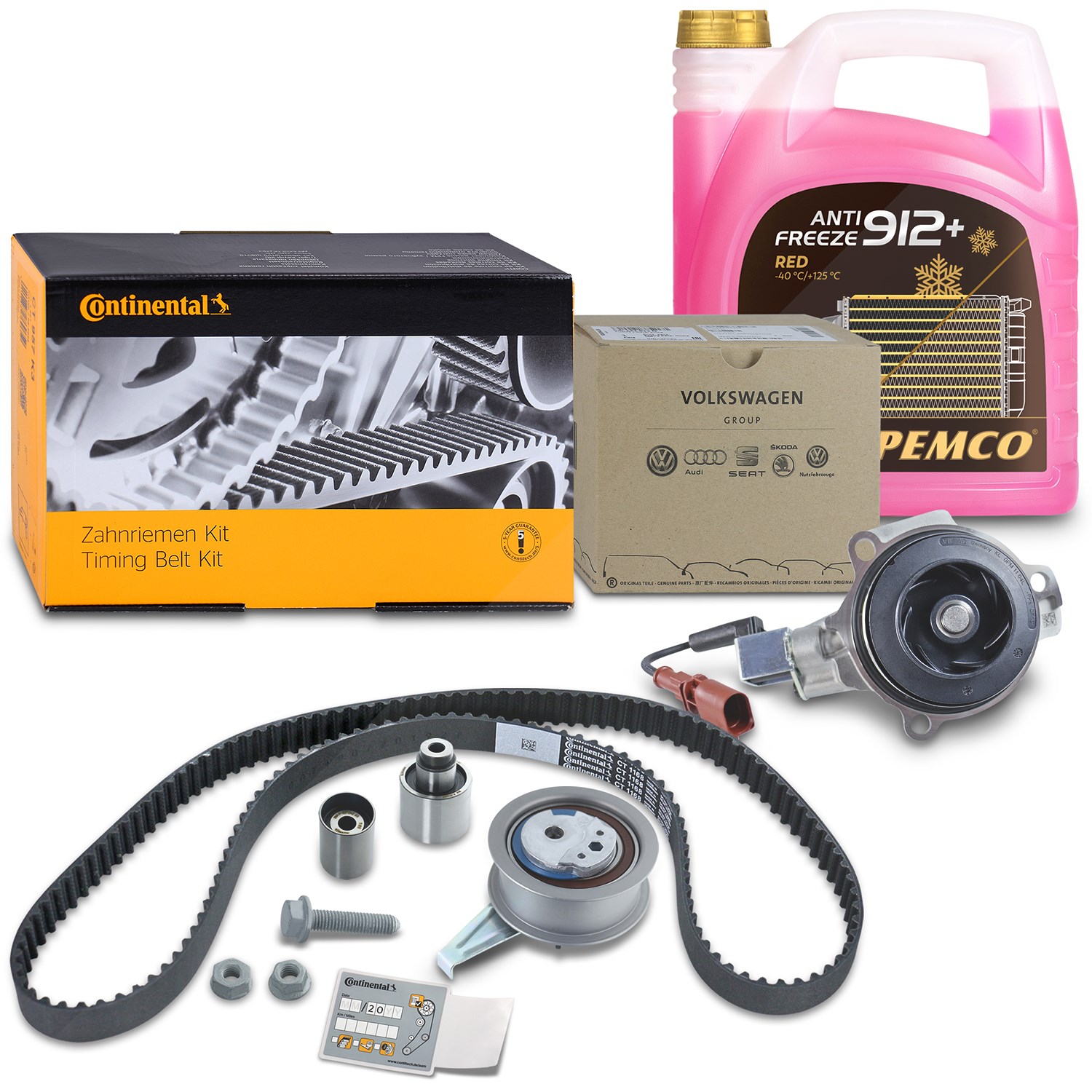 Continental Ctam Zahnriemensatz + Wasserpumpe + Kühlerfrostschutz [Hersteller-Nr. 40372355] für Skoda, VW, Audi, Seat