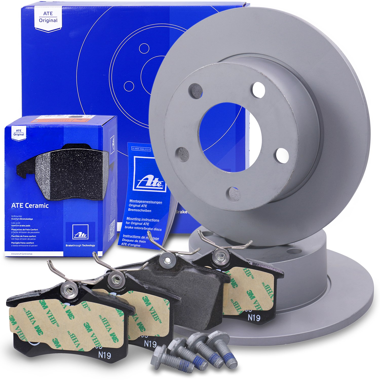 Ate Bremsscheiben+Ceramic Beläge Hinten Voll [Hersteller-Nr. 10696371] für VW, Audi, Skoda