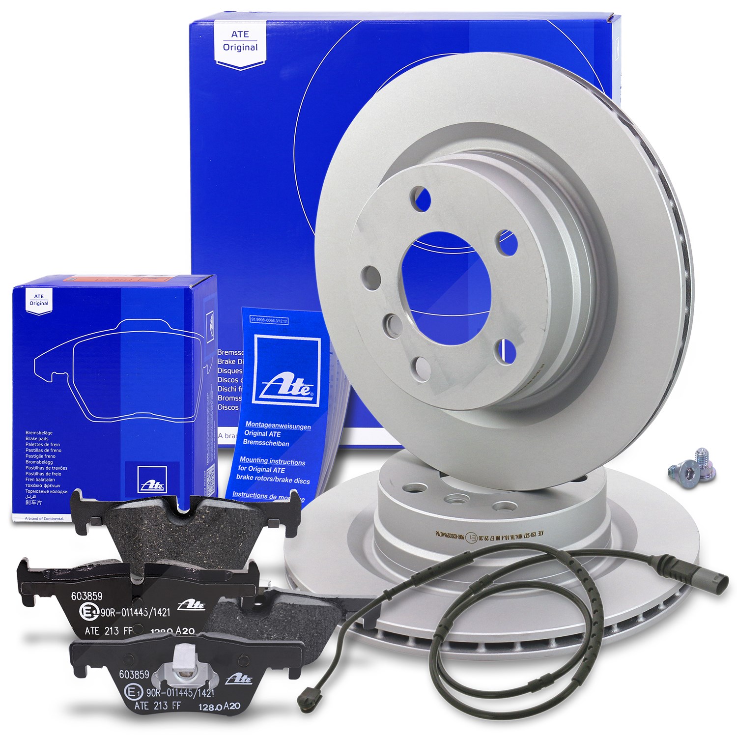 Ate Bremsscheiben +Bremsbeläge +Warnkontakt hinten [Hersteller-Nr. 40516320] für BMW