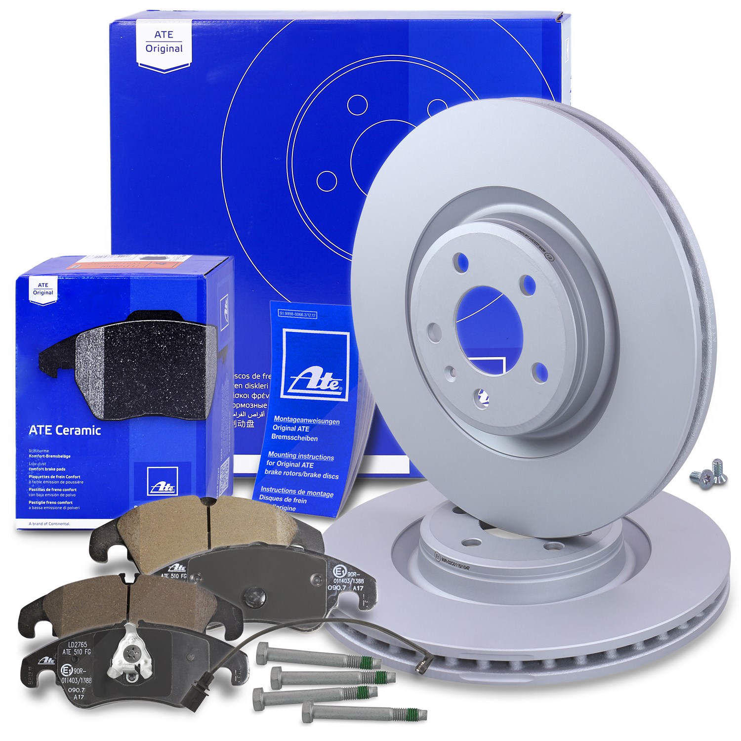 Ate Bremsscheiben +CERAMIC Bremsbeläge mit VWK vorne [Hersteller-Nr. 40516325] für Audi