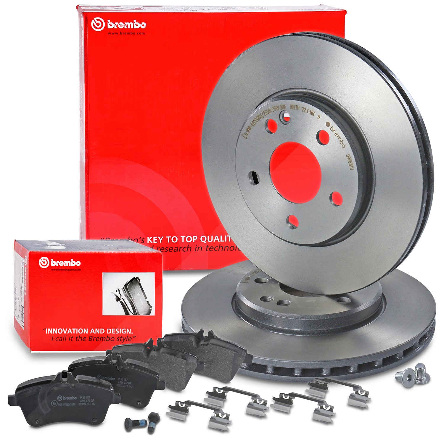 Brembo Bremsscheiben +Bremsbeläge vorne [Hersteller-Nr. 40436862] für Mercedes-Benz