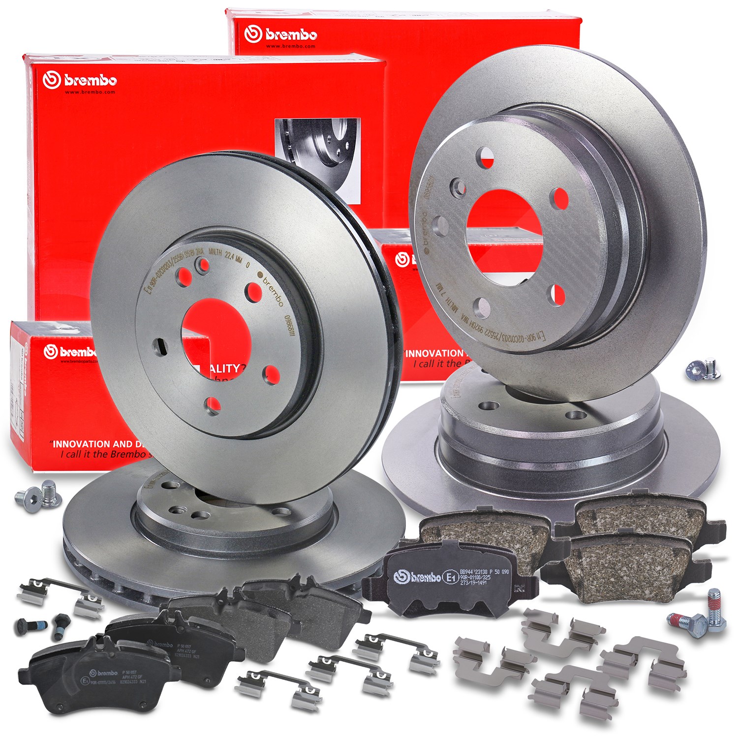 Brembo Bremsscheiben +Bremsbeläge vorne+hinten [Hersteller-Nr. 40436867] für Mercedes-Benz